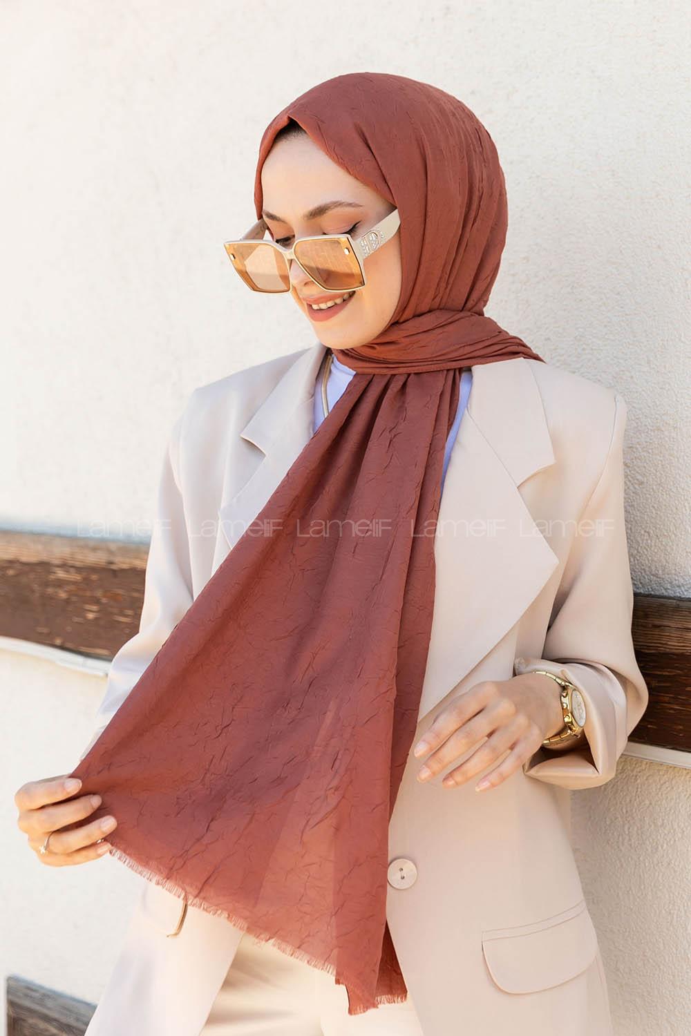 Peach Cotton Fabric Straight Shawl
