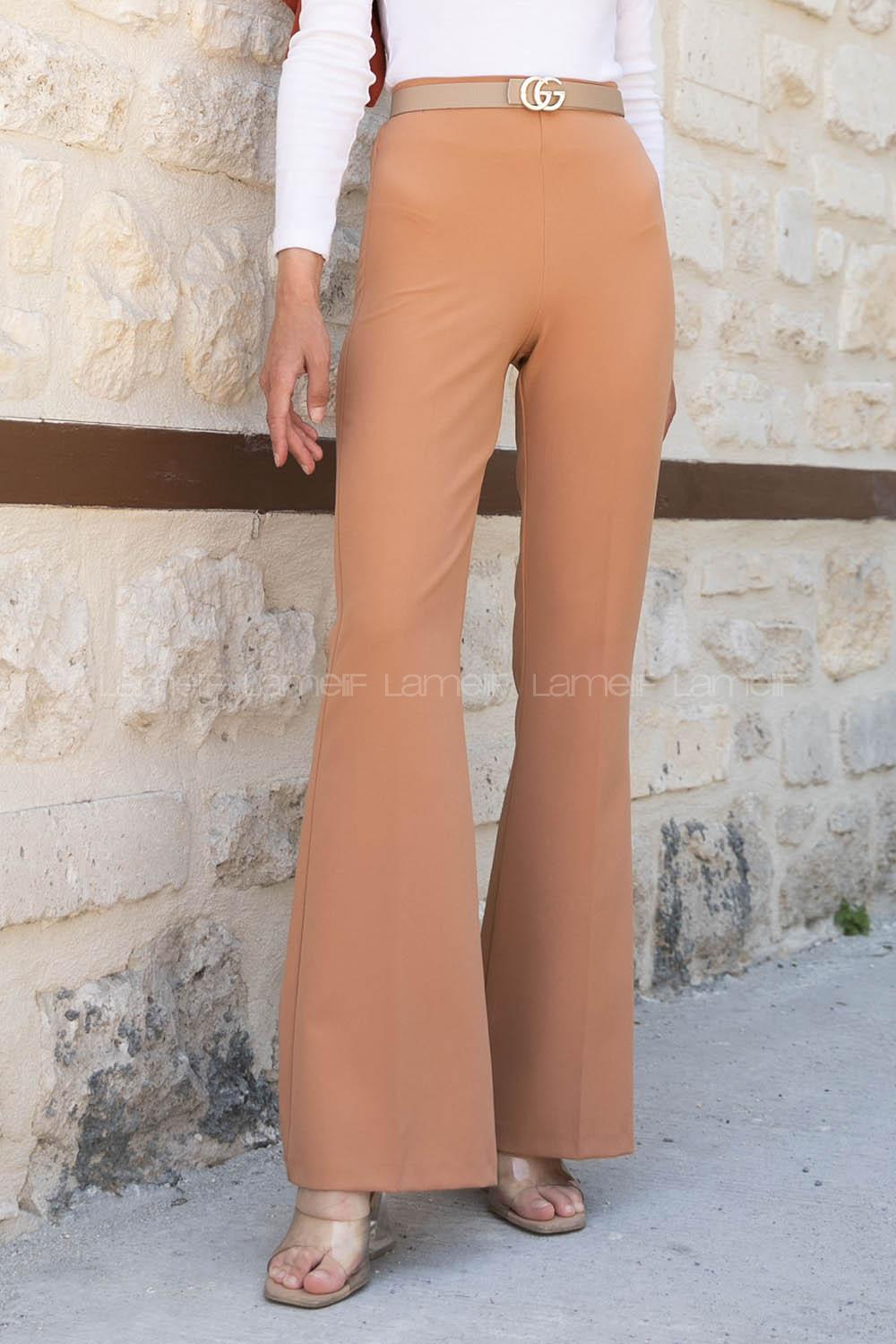 Camel Viscose Fabric High Waist Comfortable Pants
