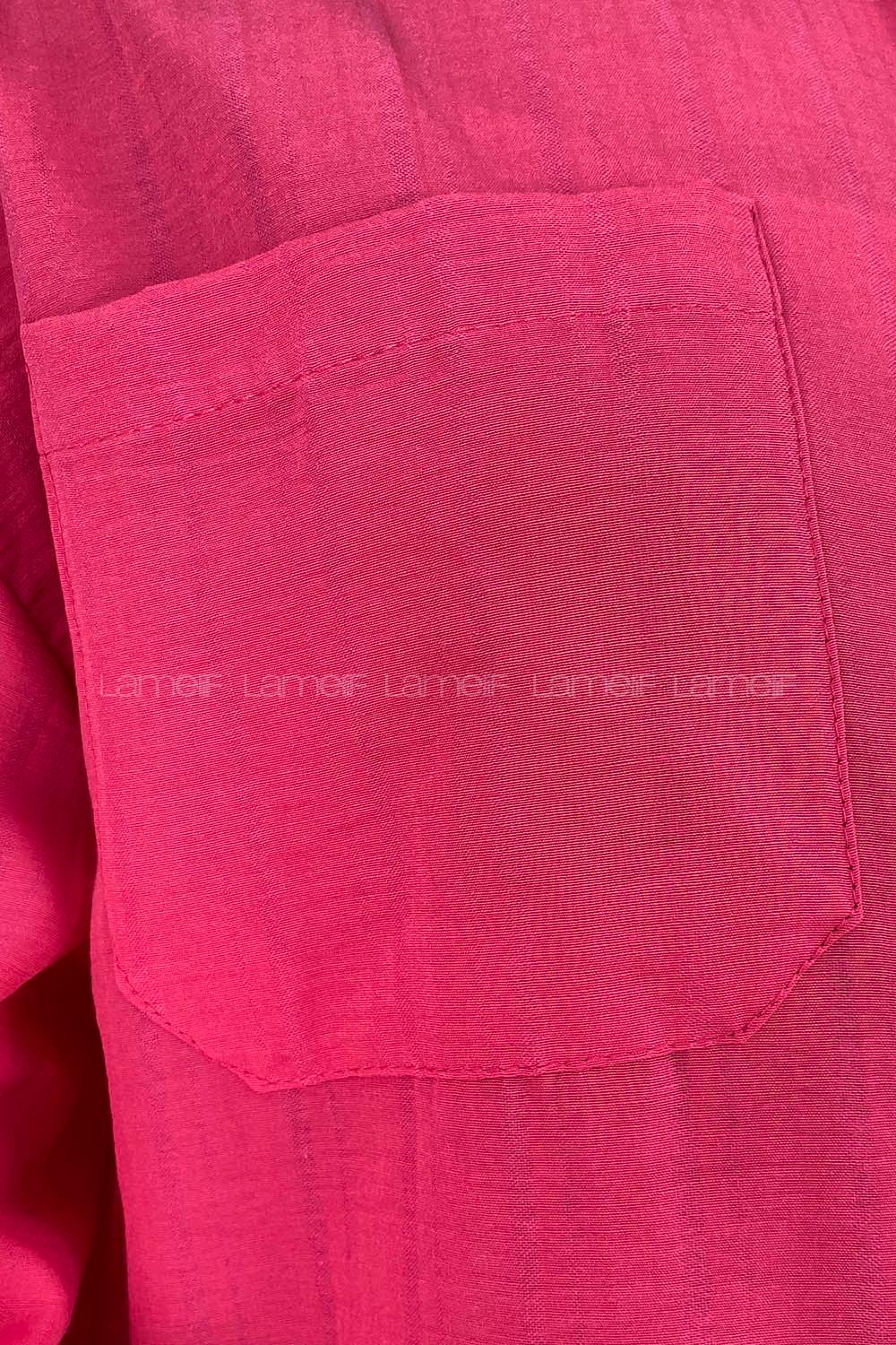 Fuchsia Shirt Collar Long Arm Cotton Unprinted Shirt