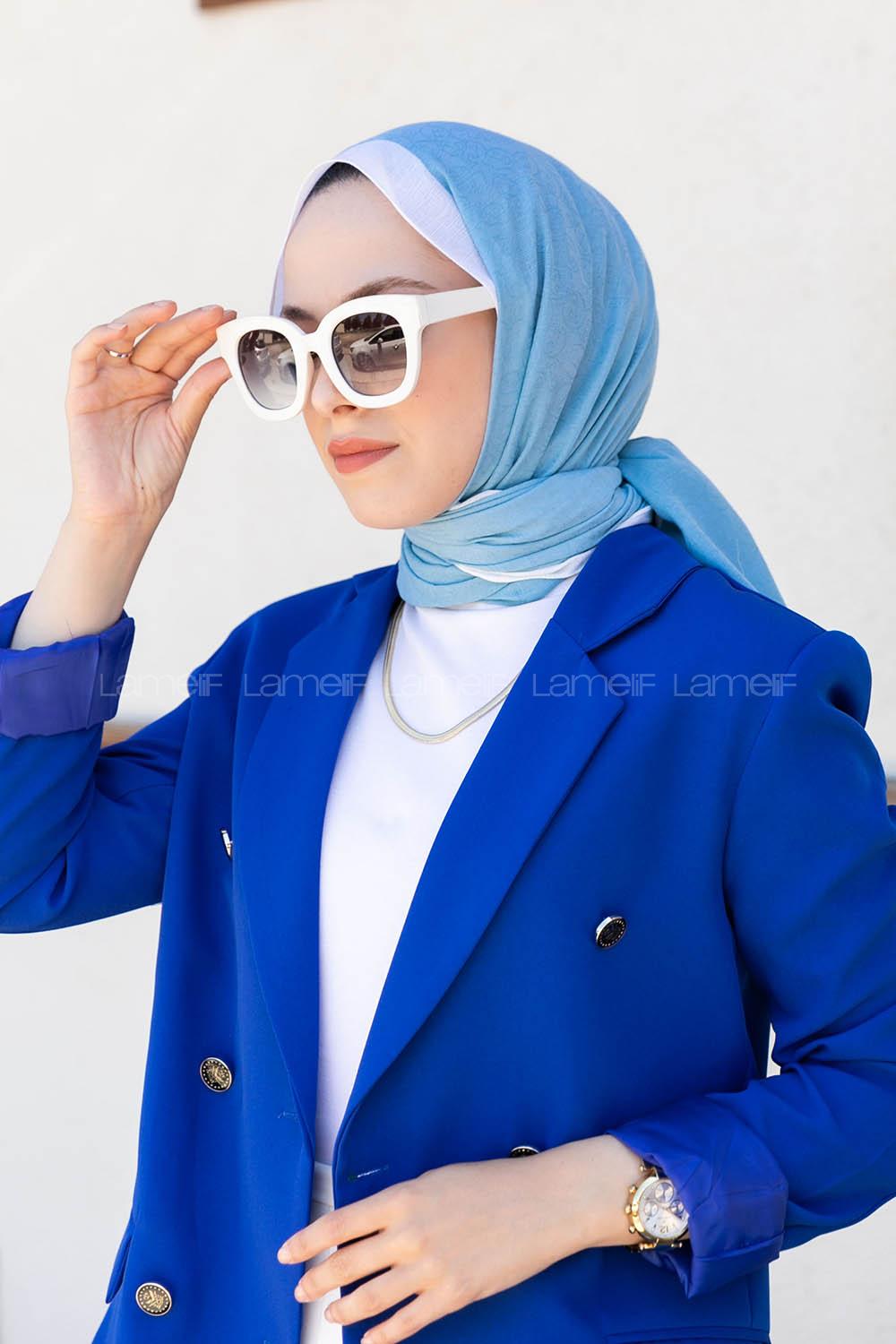 Modalamelif Monogram Şal Turkuaz