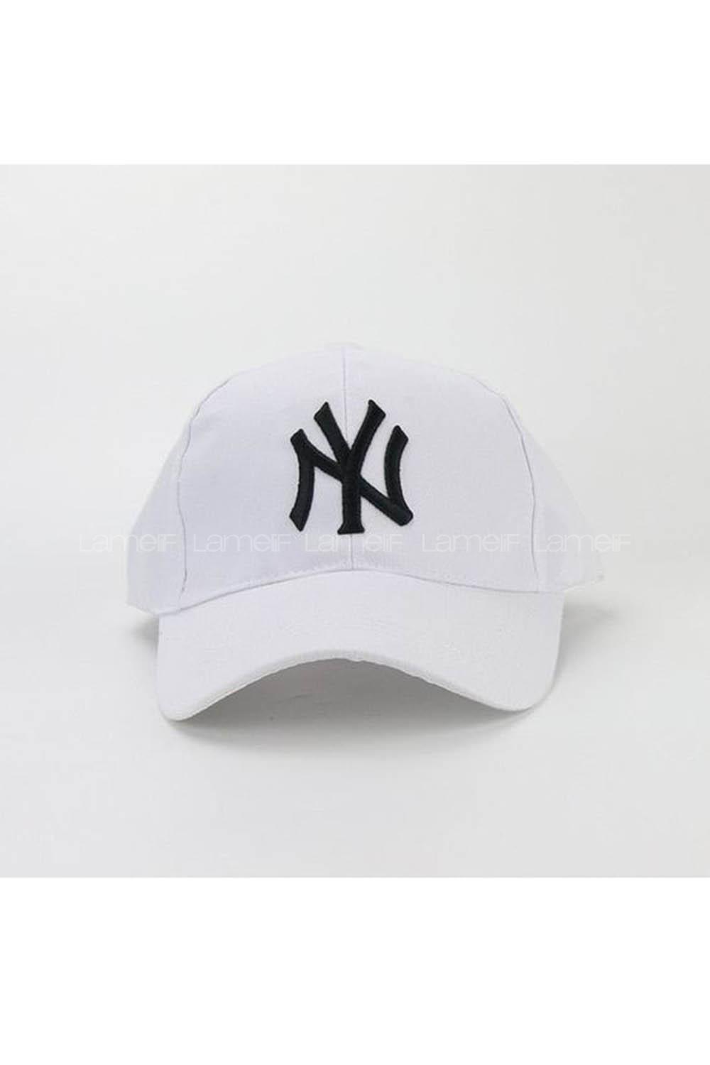 Lamelif NY Nakışlı Beyaz Şapka