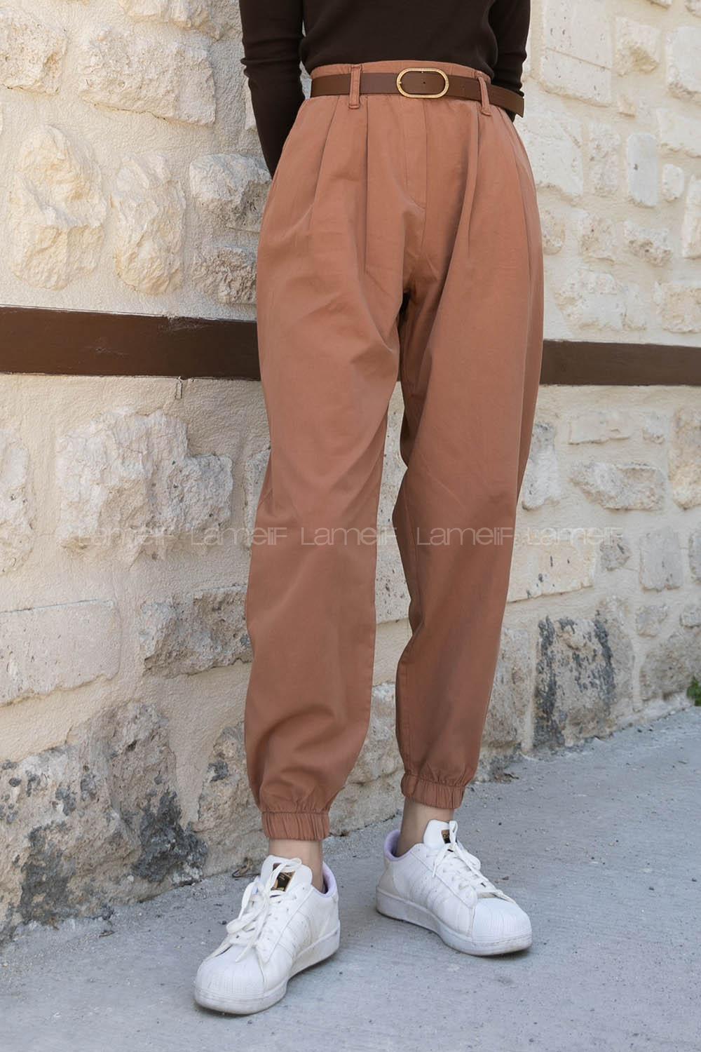 Camel Cotton High Waist Comfortable Pants