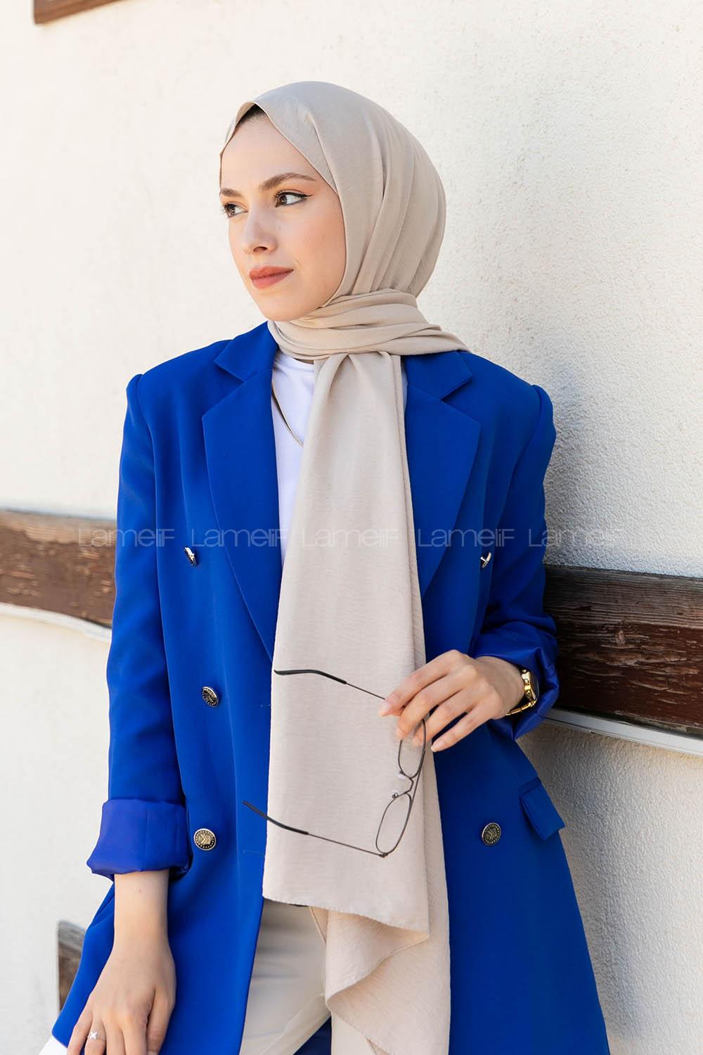 Bone Cotton Fabric Straight Shawl