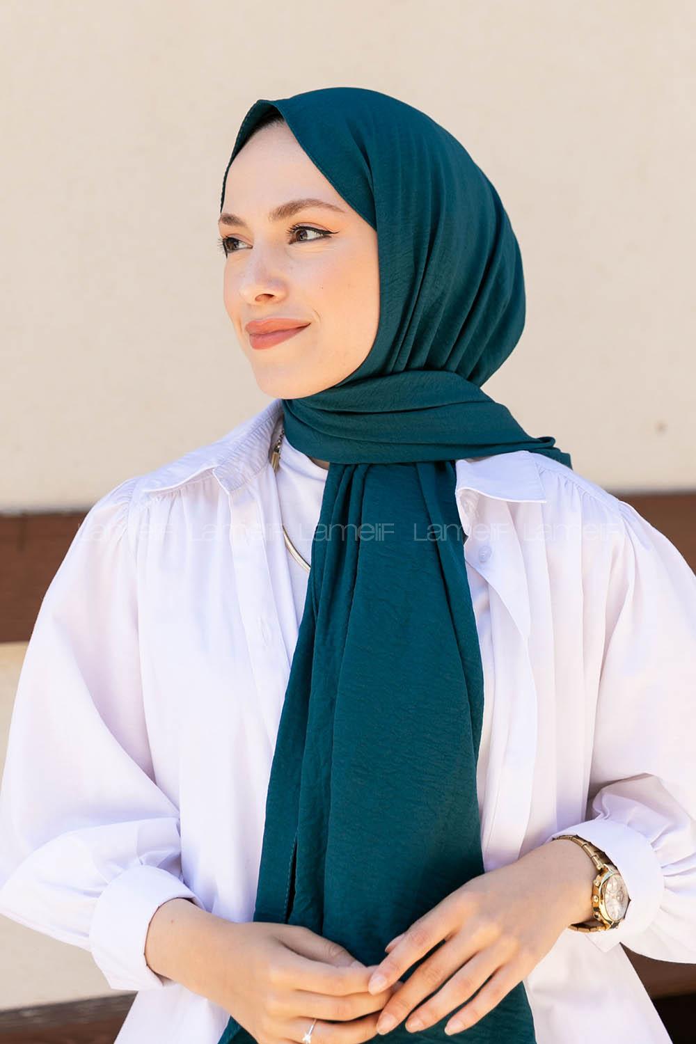 Petrol Blue Cotton Fabric Straight Shawl