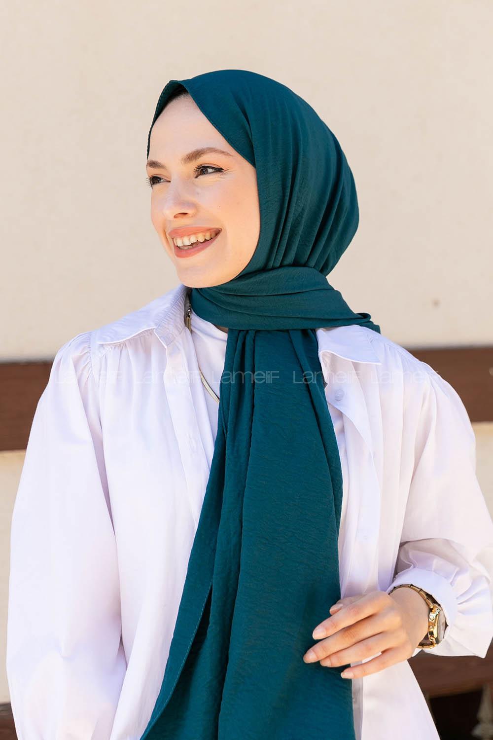 Petrol Blue Cotton Fabric Straight Shawl
