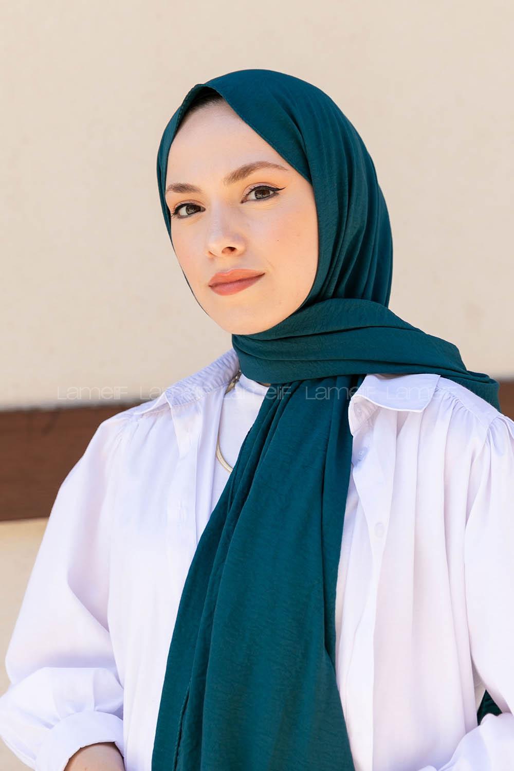 Petrol Blue Cotton Fabric Straight Shawl