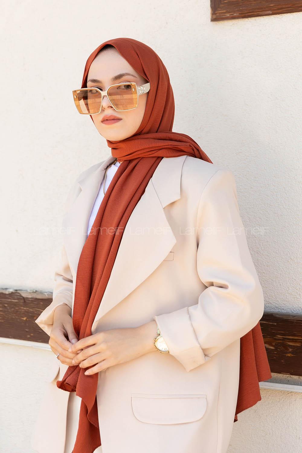 Orange Cotton Fabric Straight Shawl