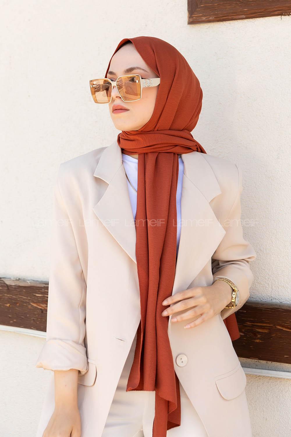 Orange Cotton Fabric Straight Shawl