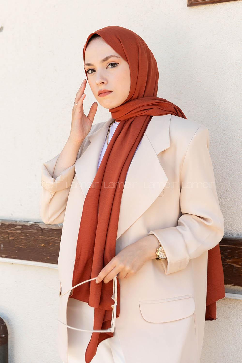 Orange Cotton Fabric Straight Shawl