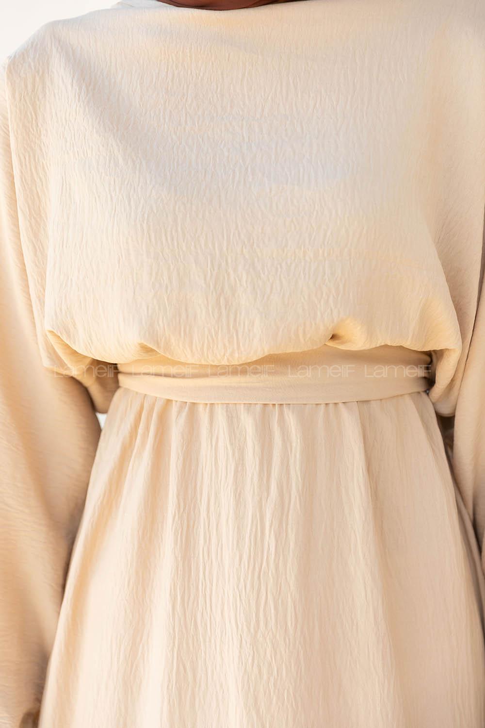 Modalamelif Yarasa Kol Prenses Elbise Sütlü Kahve