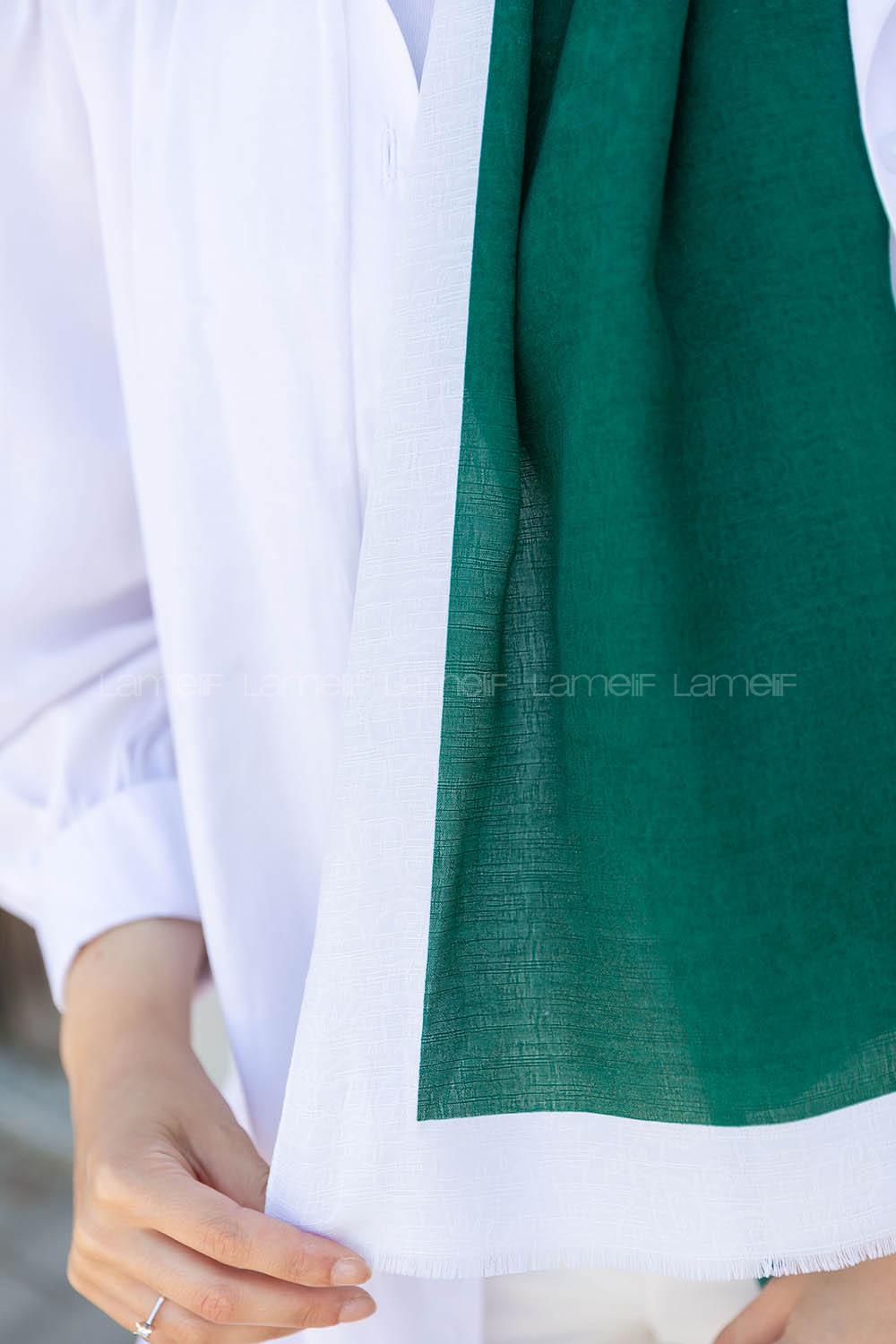 Modalamelif Zümrüt Yeşili Ekru Monogram Şal