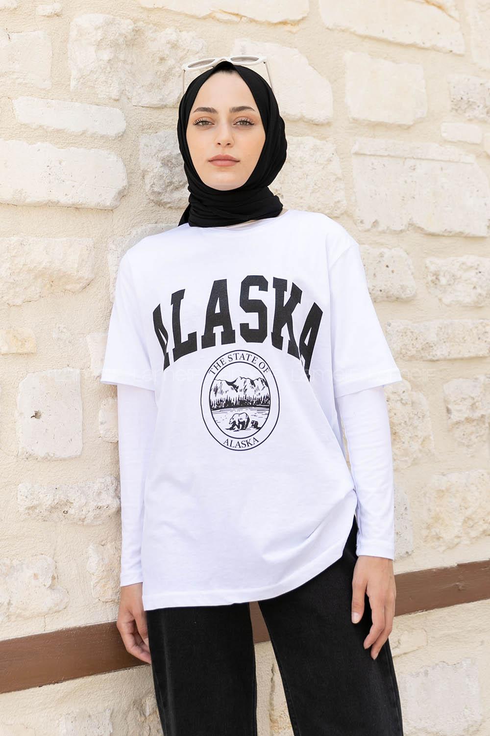 White Crew Neck Short Arm Cotton Printed T-shirt