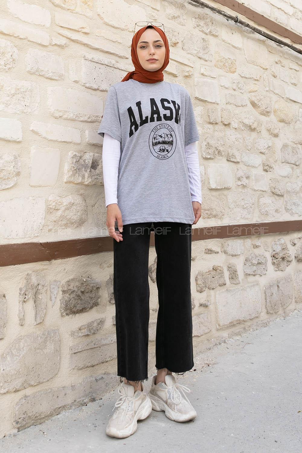 Gray Crew Neck Short Arm Cotton Printed T-shirt