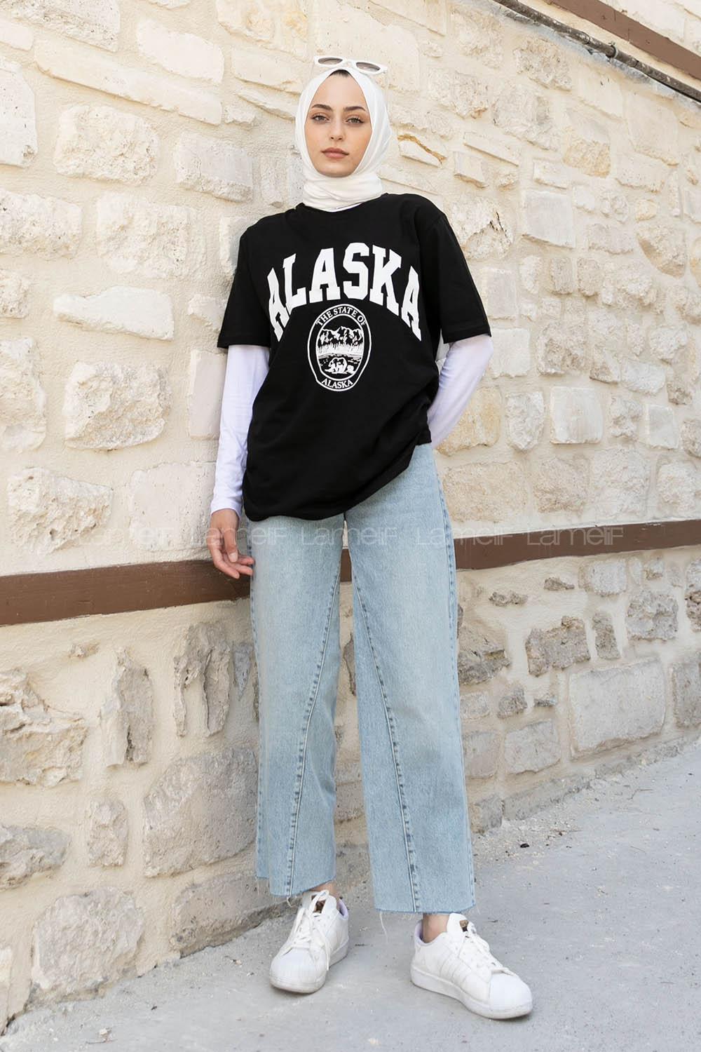 Black Crew Neck Short Arm Cotton Printed T-shirt