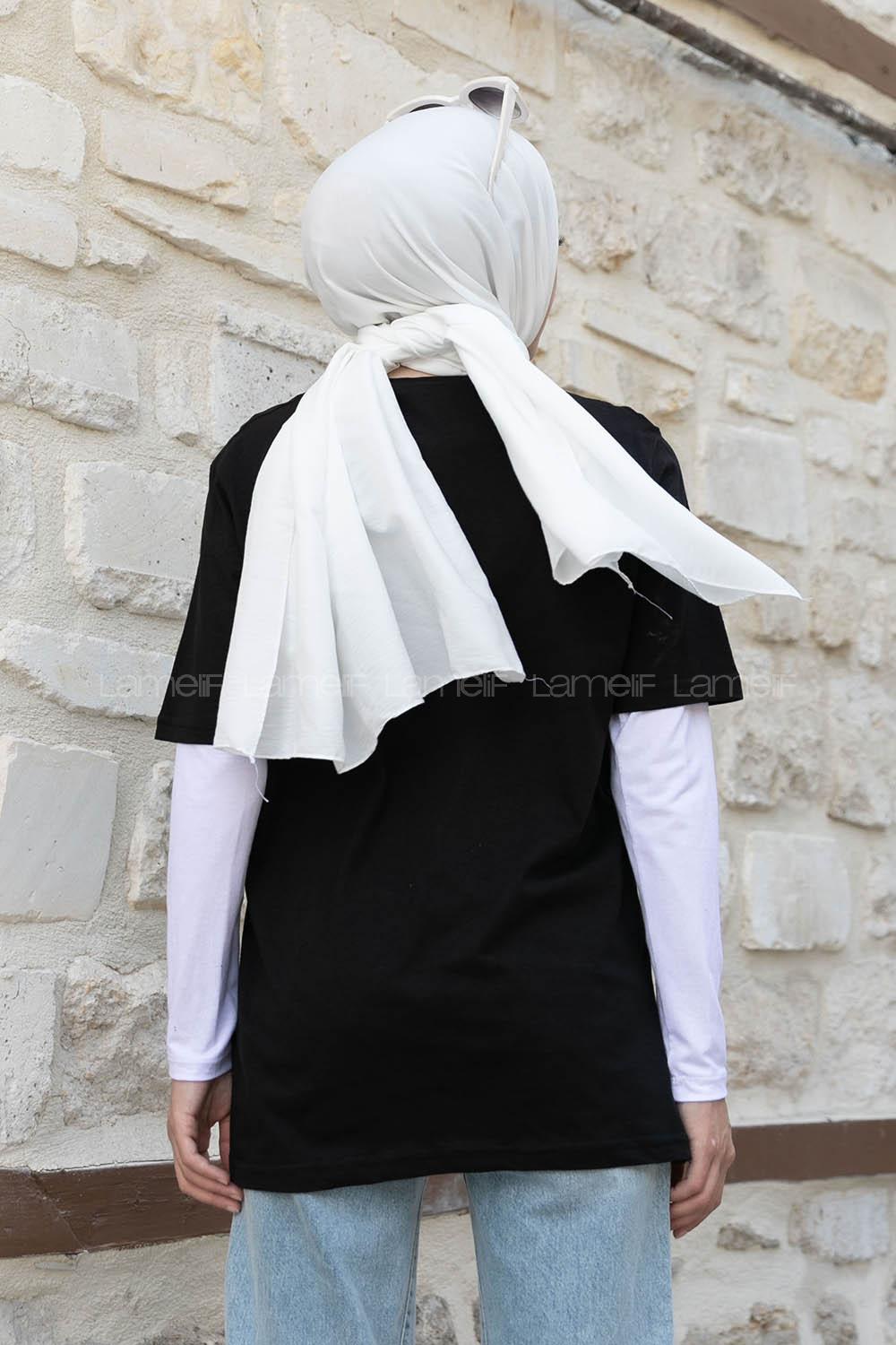 Black Crew Neck Short Arm Cotton Printed T-shirt