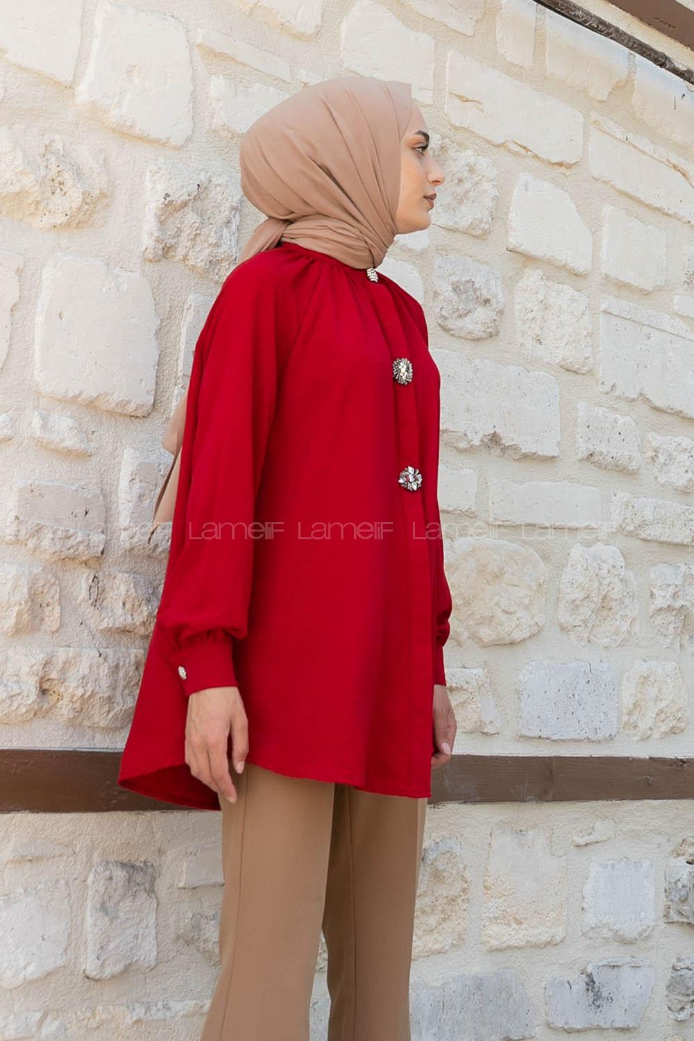 Claret Red Mandarin Collar Long Arm Ayrobin Unprinted Shirt