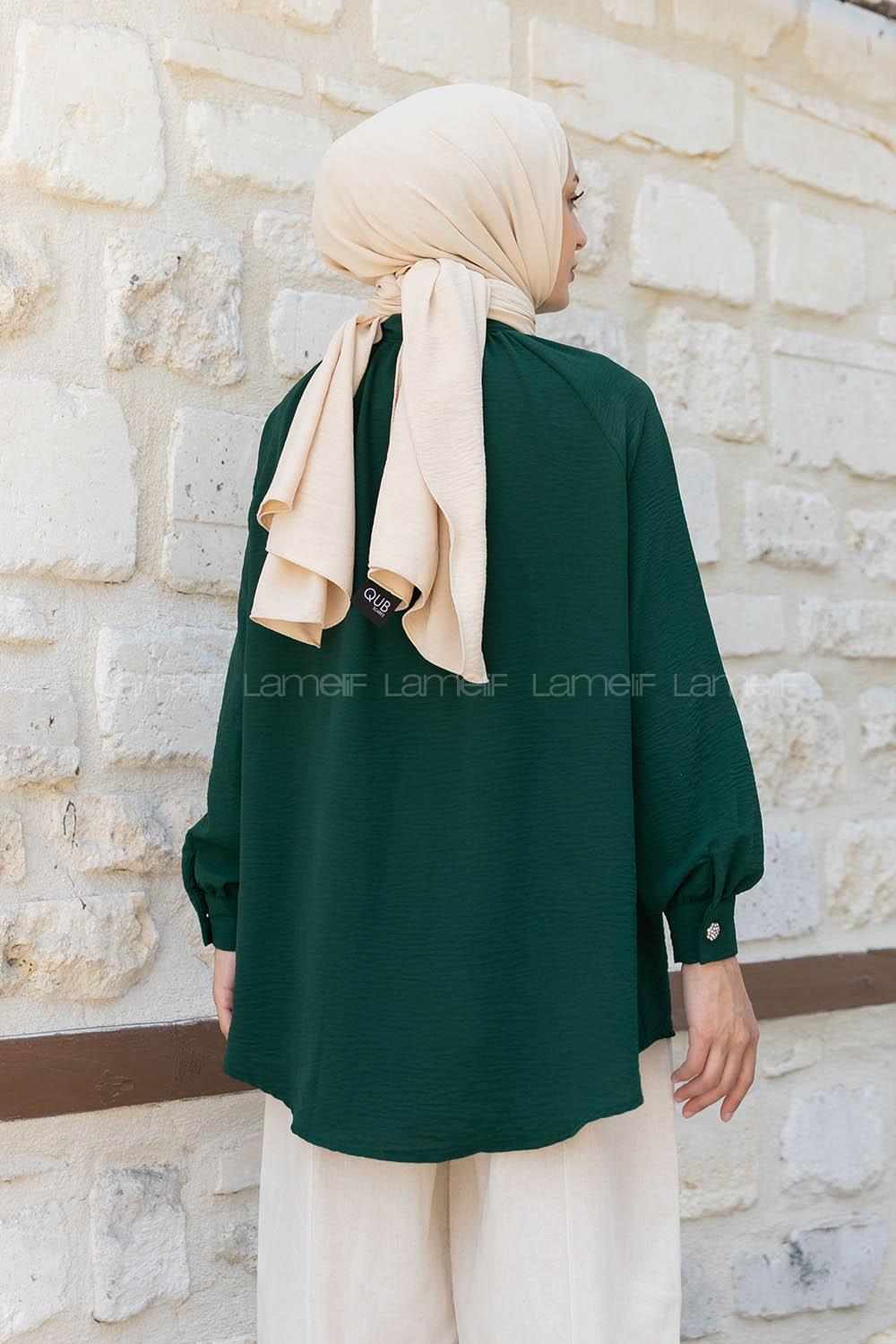 Emerald Green Mandarin Collar Long Arm Ayrobin Unprinted Shirt