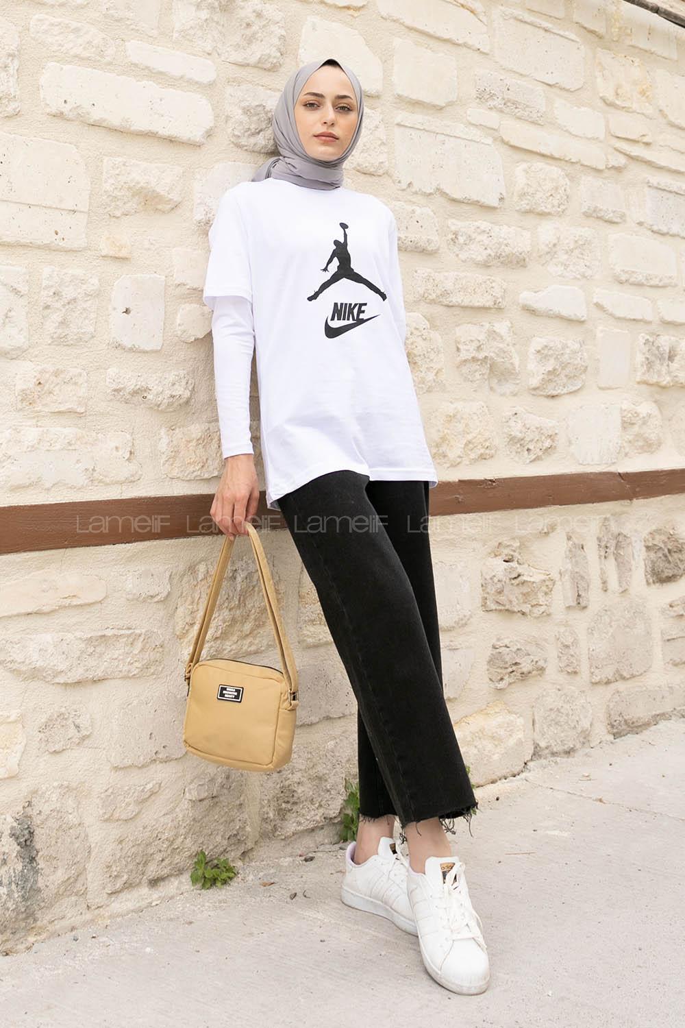White Crew Neck Short Arm Cotton Printed T-shirt