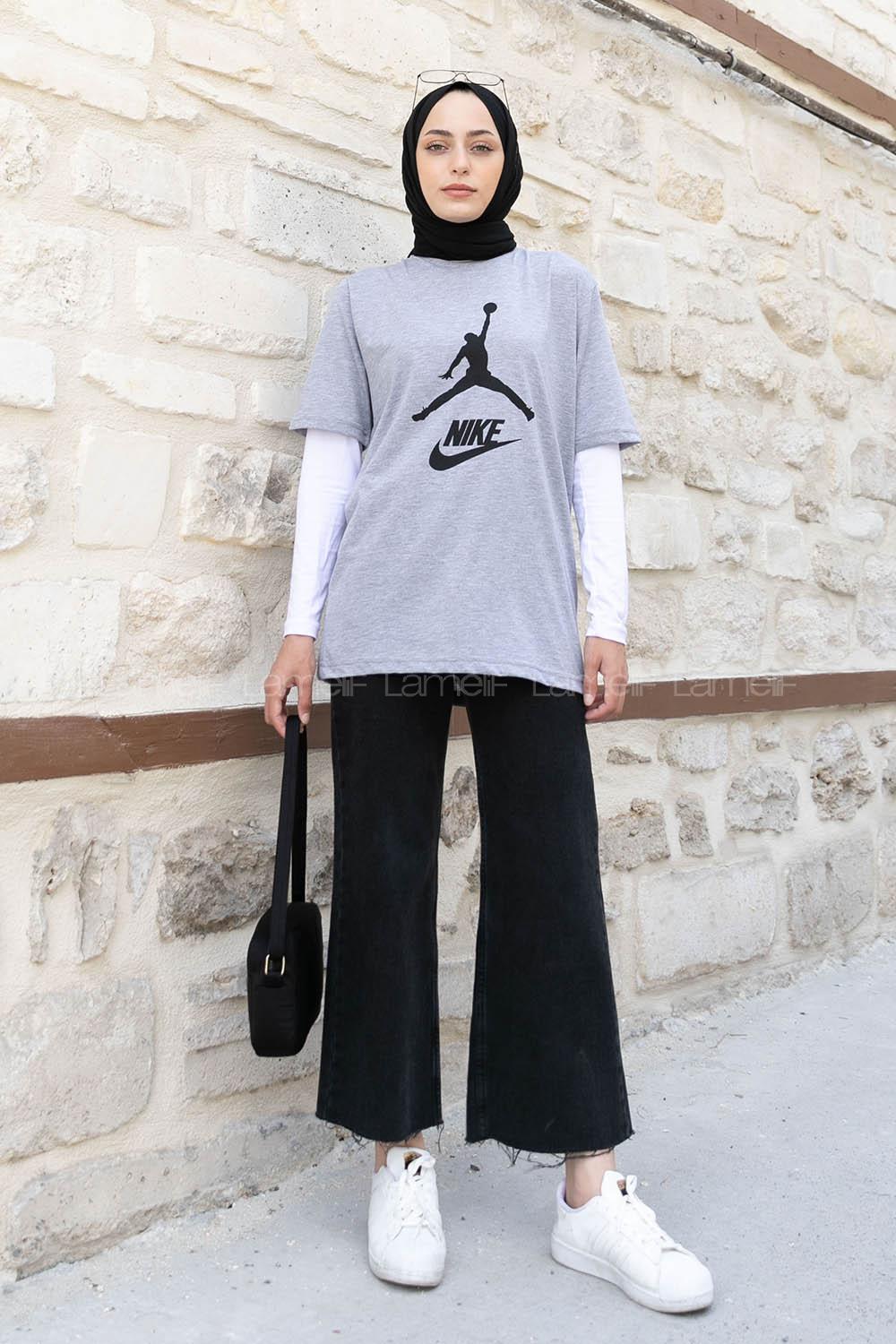 Gray Crew Neck Short Arm Cotton Printed T-shirt