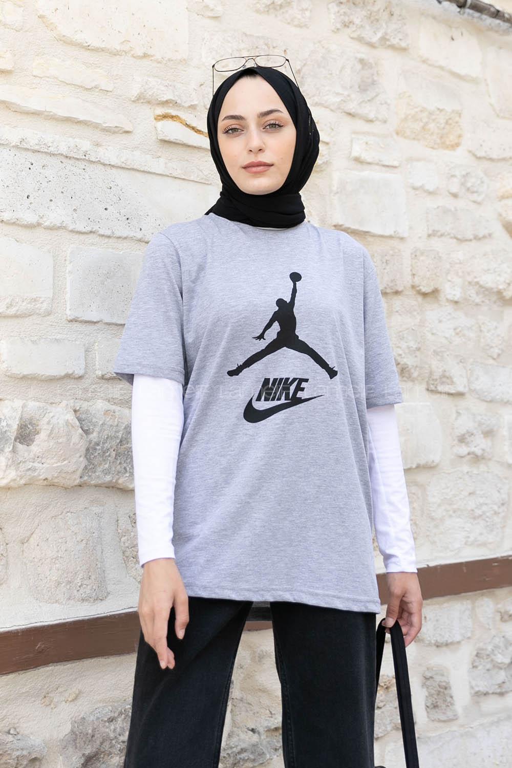 Gray Crew Neck Short Arm Cotton Printed T-shirt