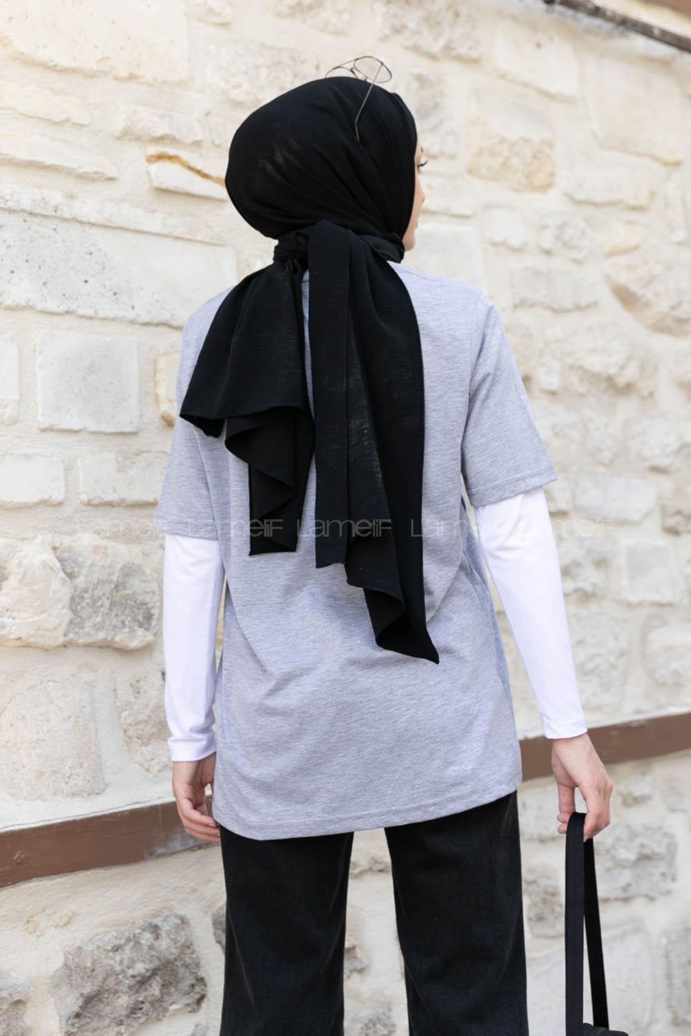 Gray Crew Neck Short Arm Cotton Printed T-shirt