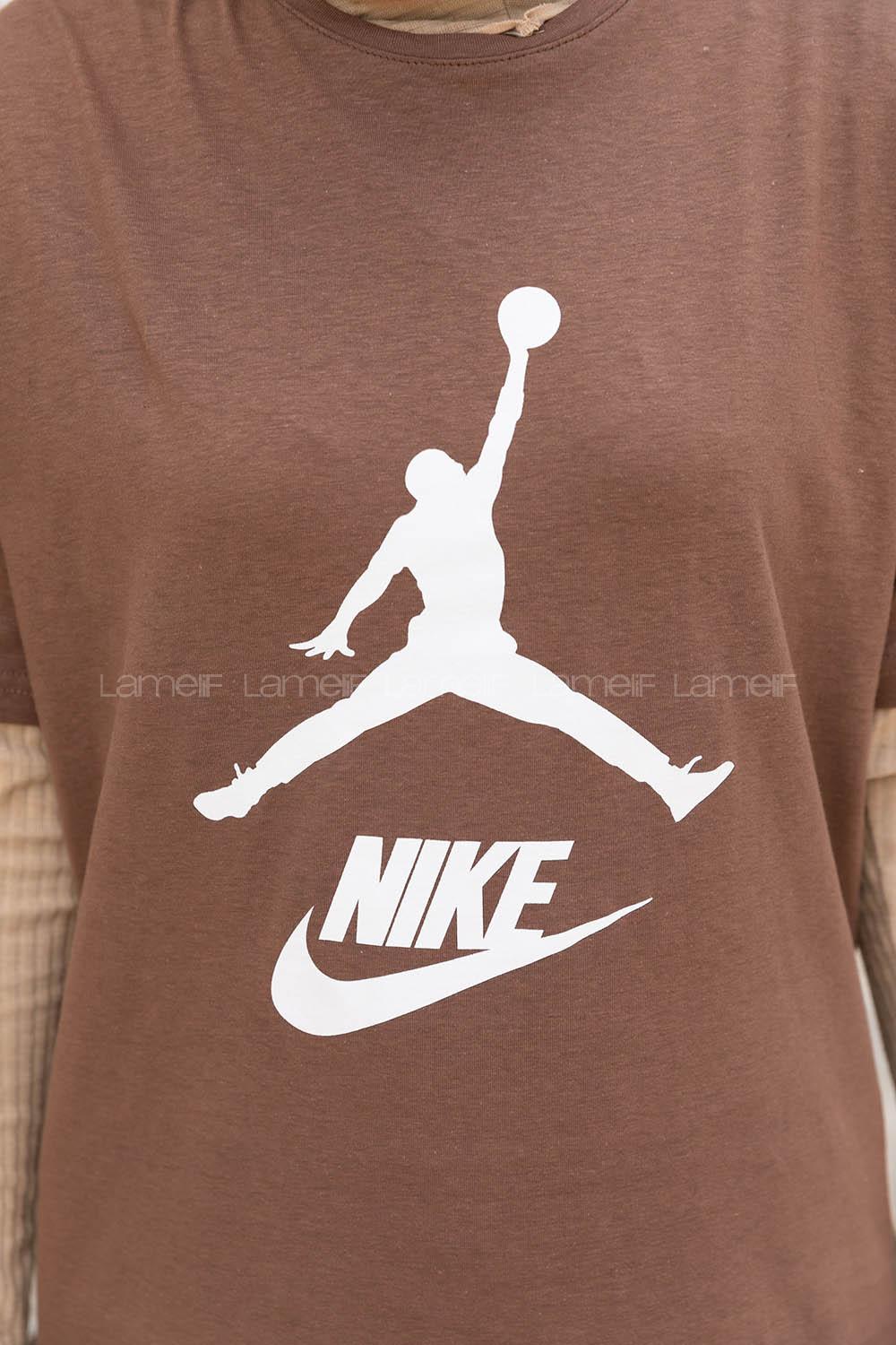 Brown Crew Neck Short Arm Cotton Printed T-shirt