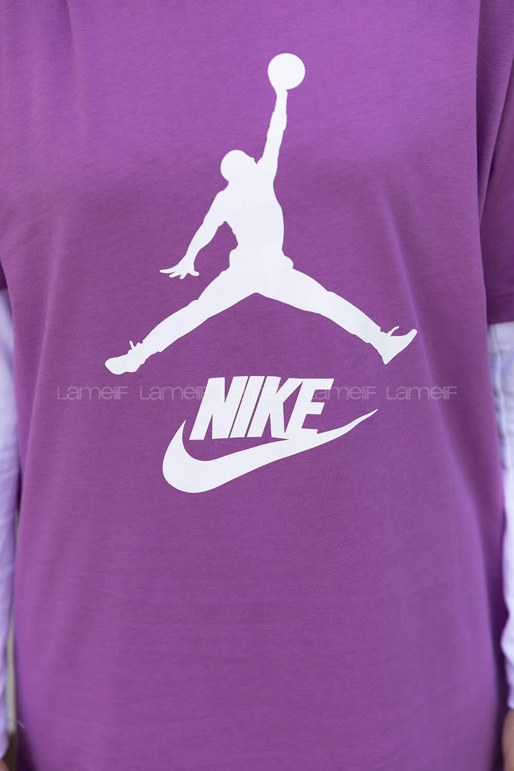 Purble Crew Neck Short Arm Cotton Printed T-shirt