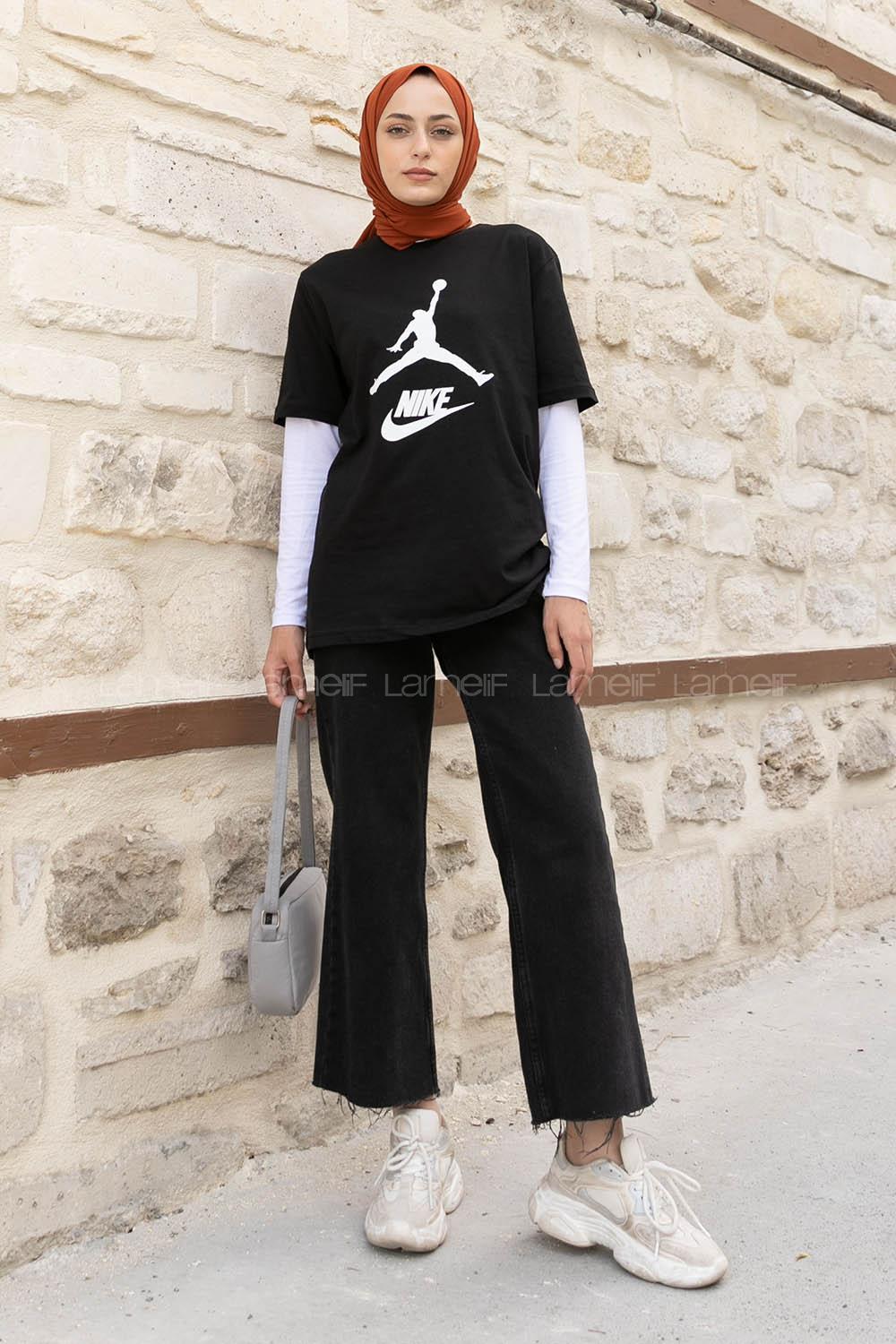 Black Crew Neck Short Arm Cotton Printed T-shirt