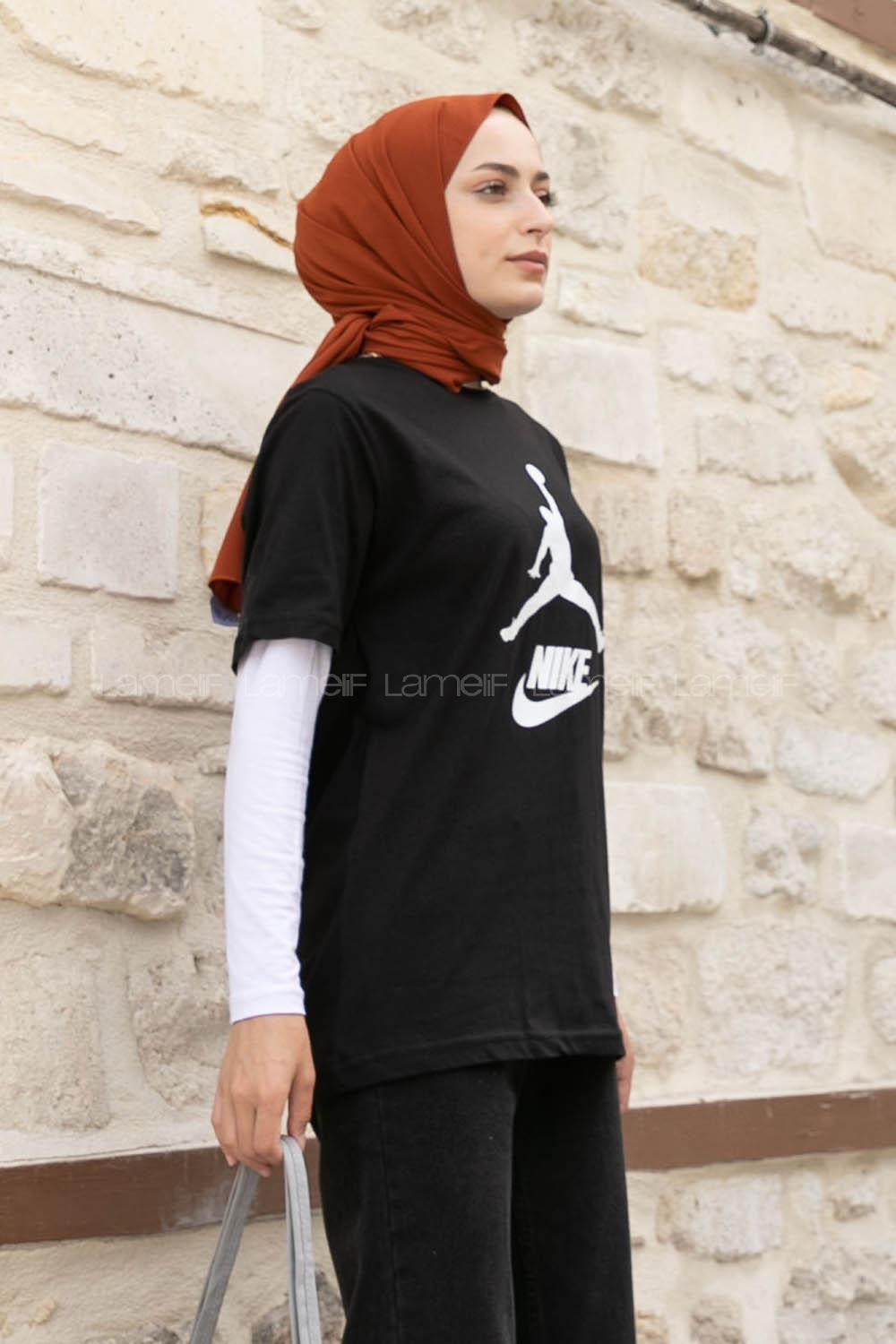 Black Crew Neck Short Arm Cotton Printed T-shirt