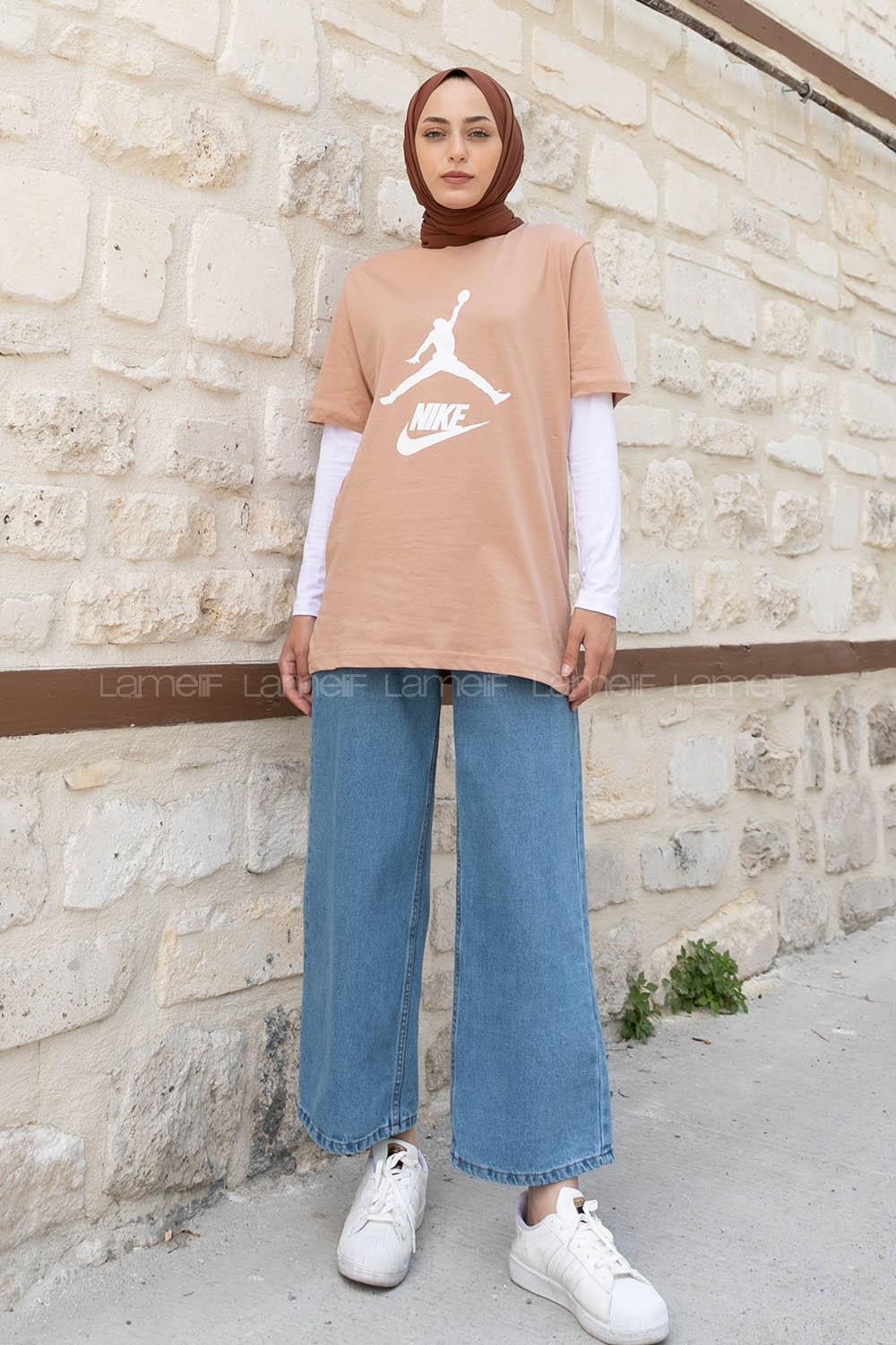 Brown With Milk Crew Neck Short Arm Cotton Printed T-shirt