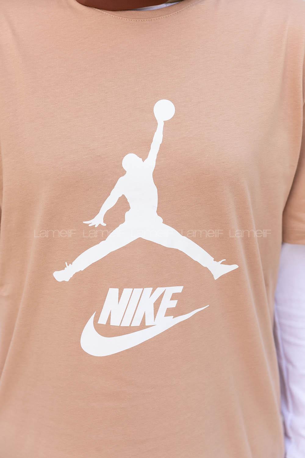 Brown With Milk Crew Neck Short Arm Cotton Printed T-shirt