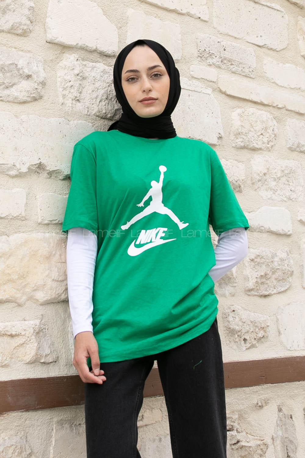 Green Crew Neck Short Arm Cotton Printed T-shirt