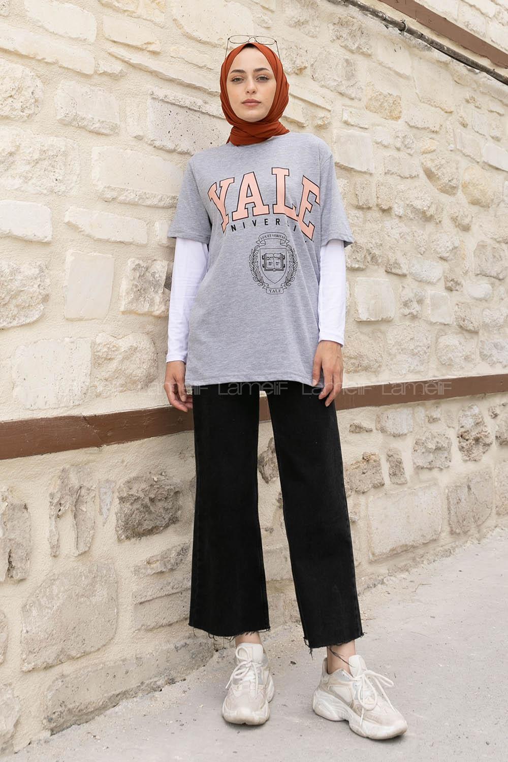 Gray Crew Neck Short Arm Cotton Printed T-shirt