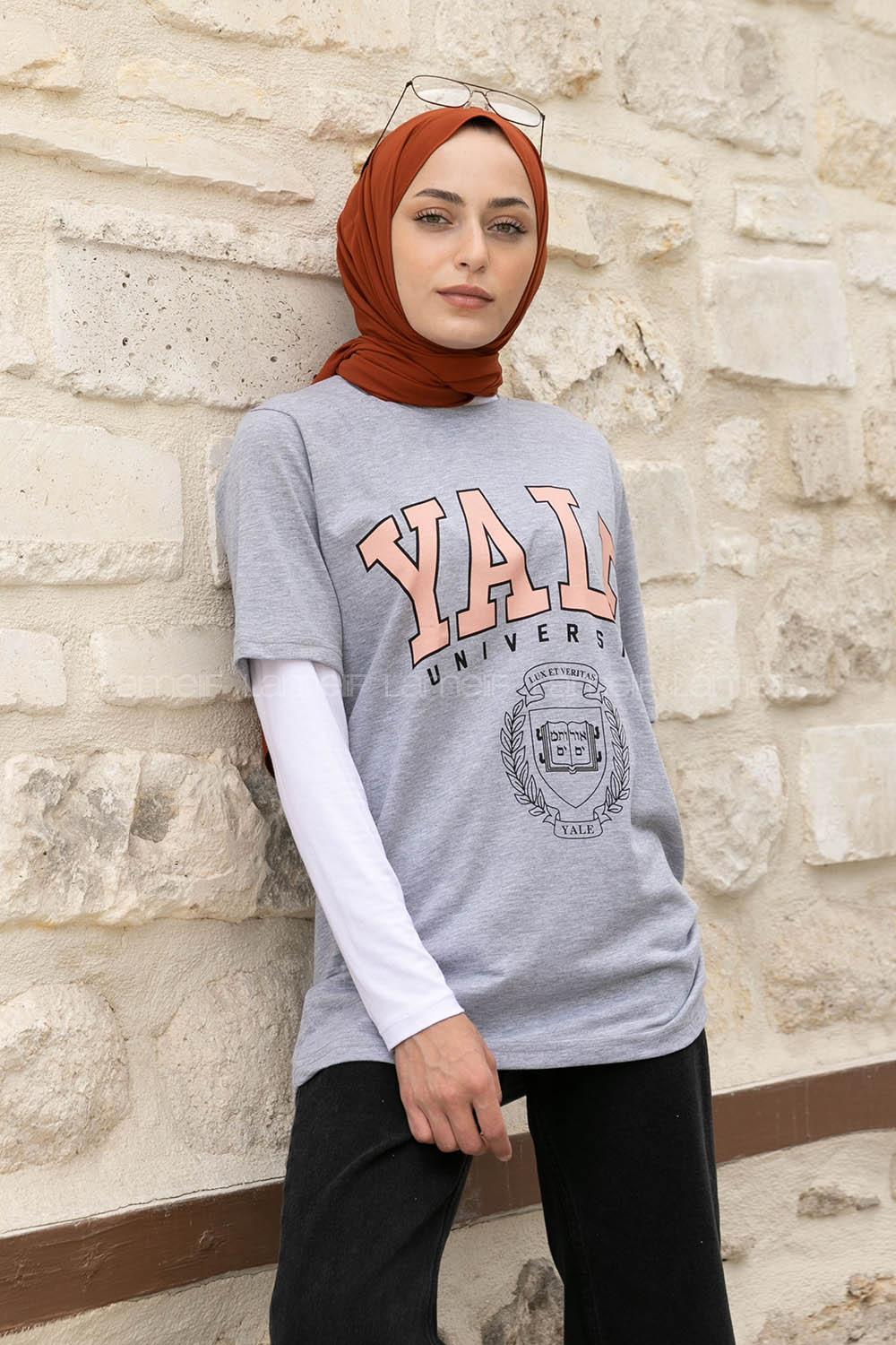 Gray Crew Neck Short Arm Cotton Printed T-shirt