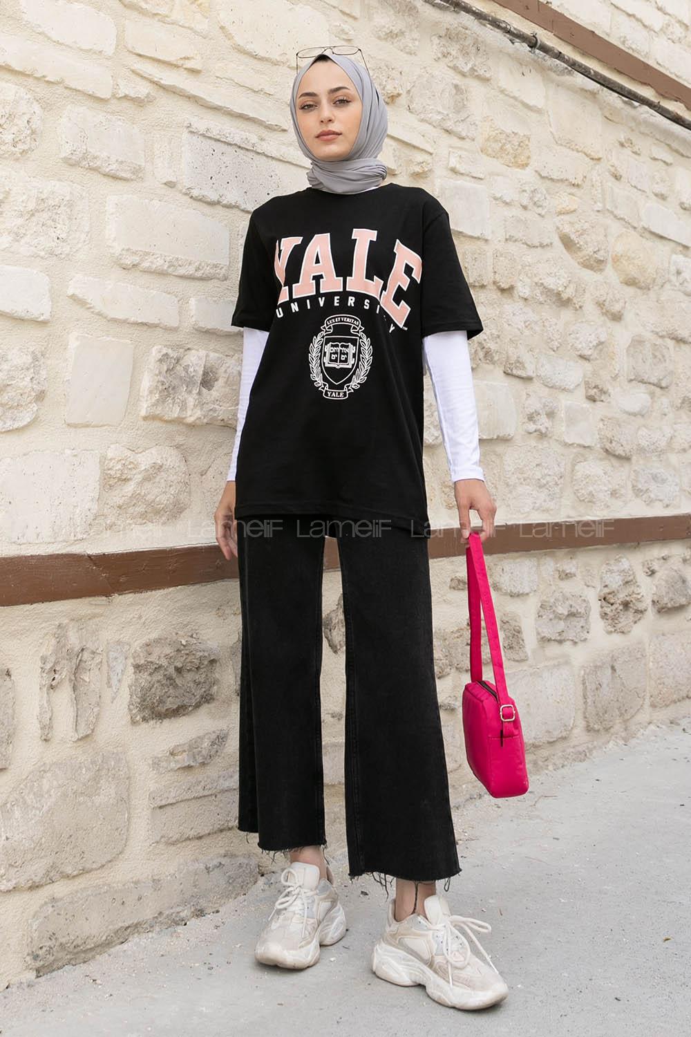 Black Crew Neck Short Arm Cotton Printed T-shirt