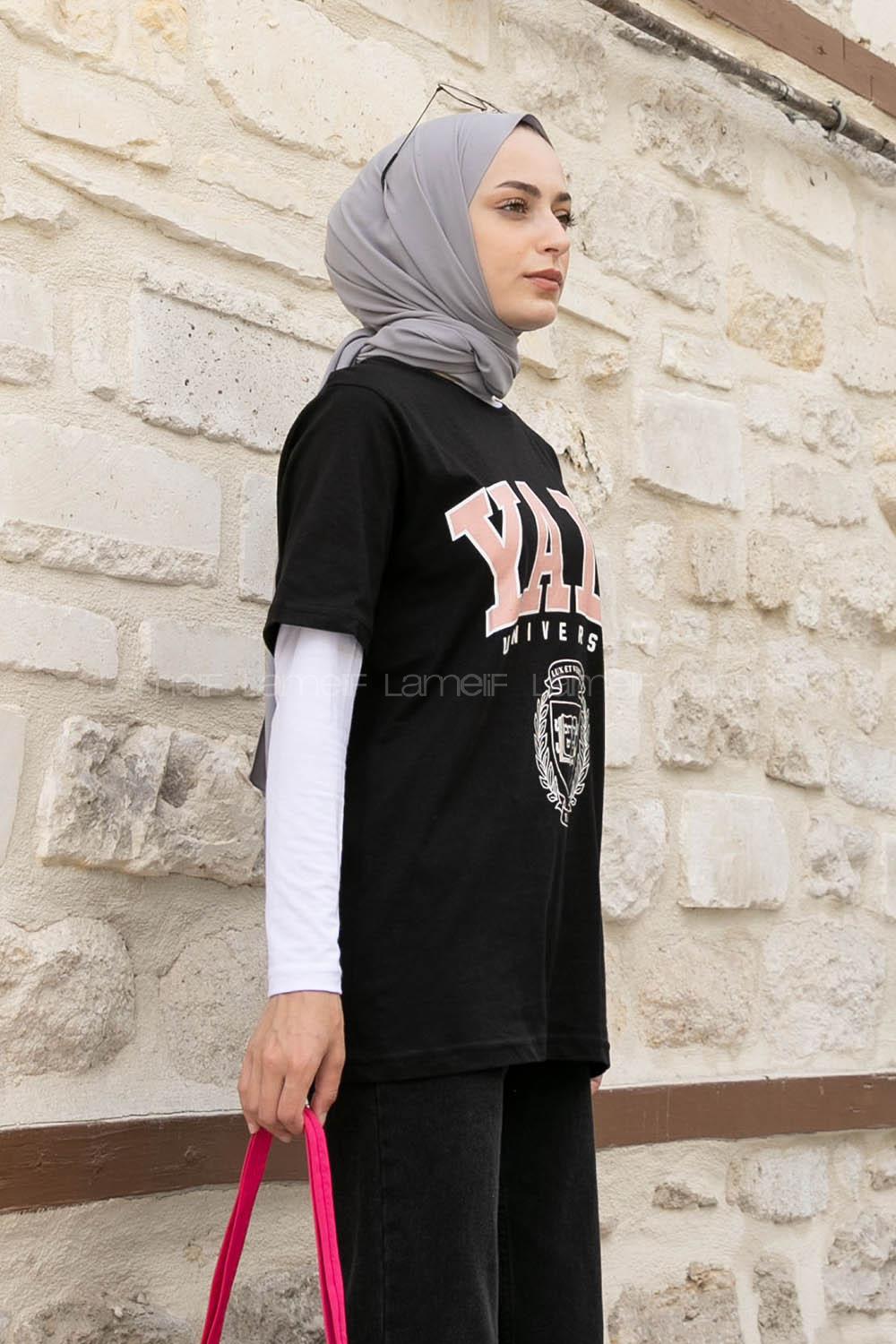 Black Crew Neck Short Arm Cotton Printed T-shirt