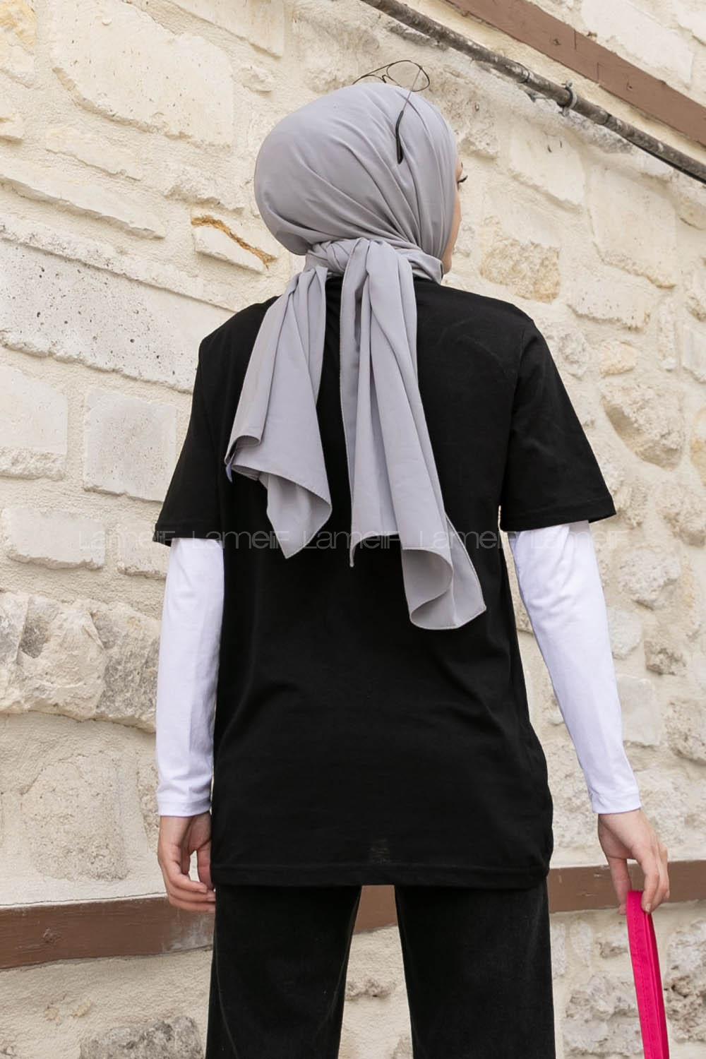 Black Crew Neck Short Arm Cotton Printed T-shirt