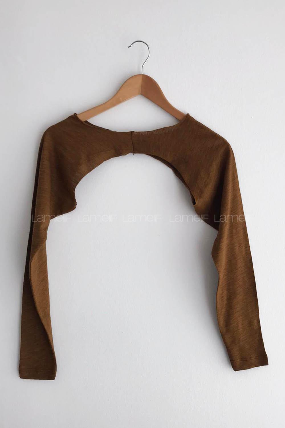 Dark Brown Medium Crew Neck Long Arm Unprinted Oversleeve