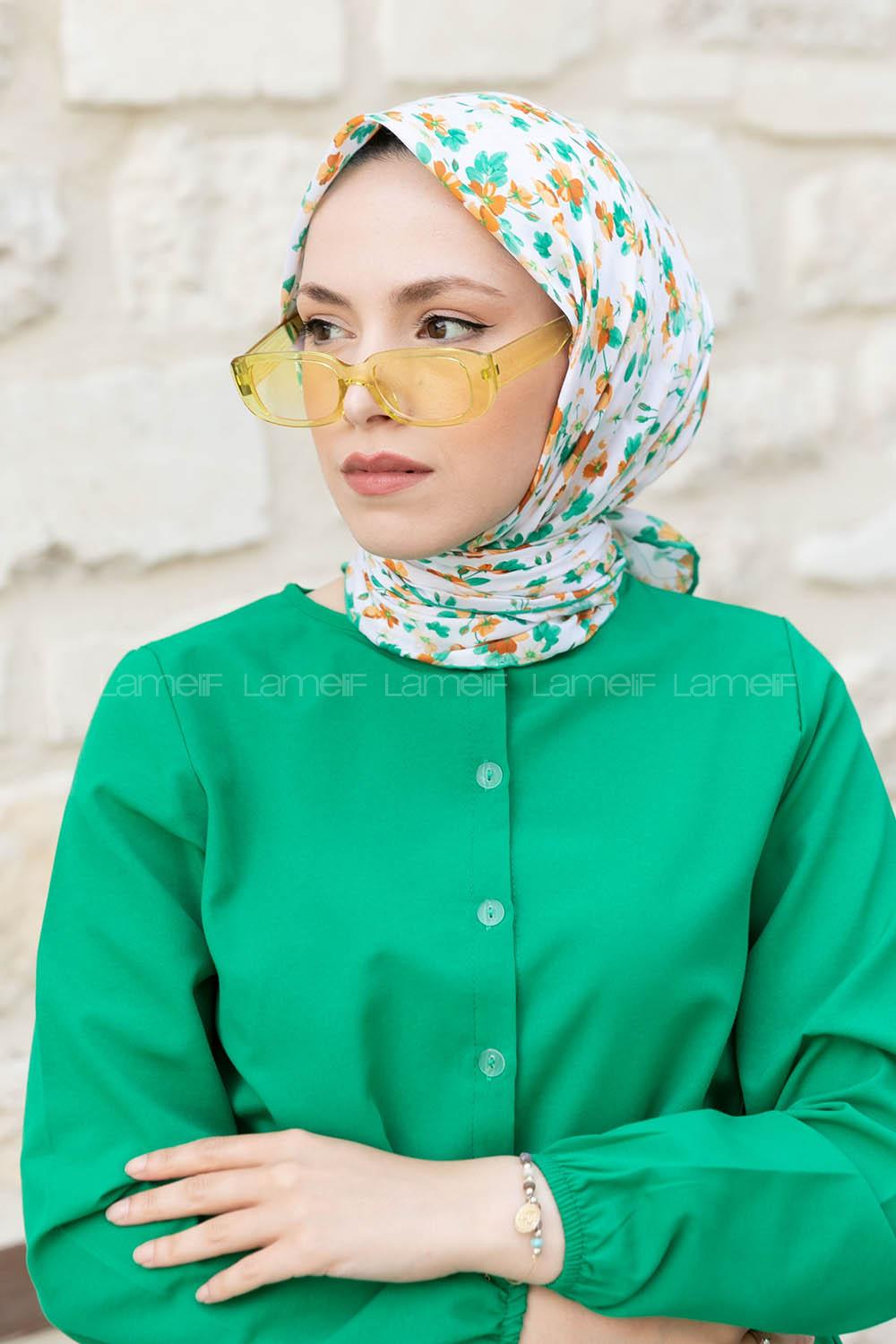 Mint Green Cotton Fabric Straight Shawl