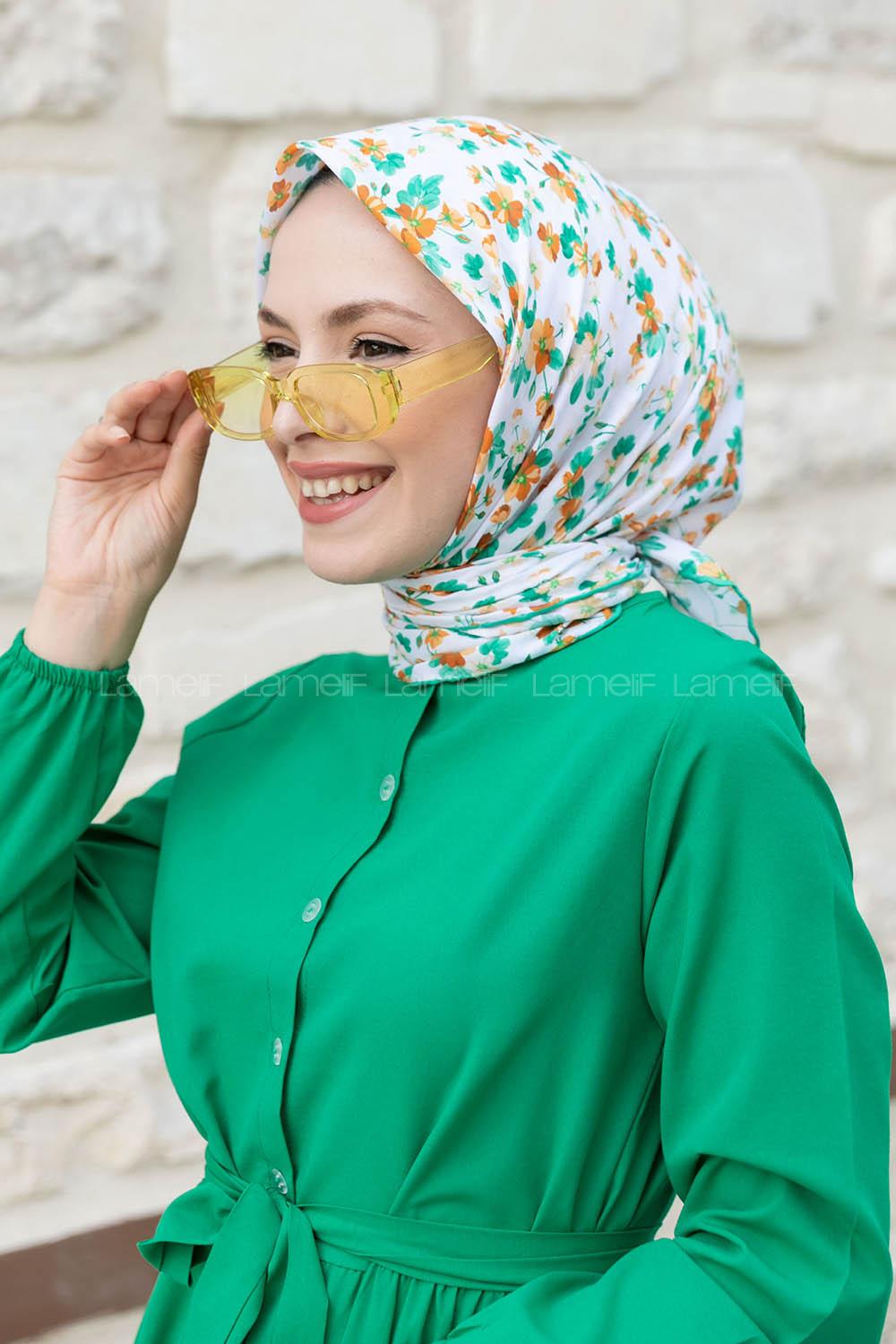 Mint Green Cotton Fabric Straight Shawl