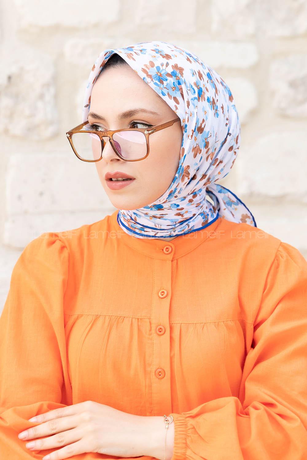 Denim Blue Cotton Fabric Straight Shawl