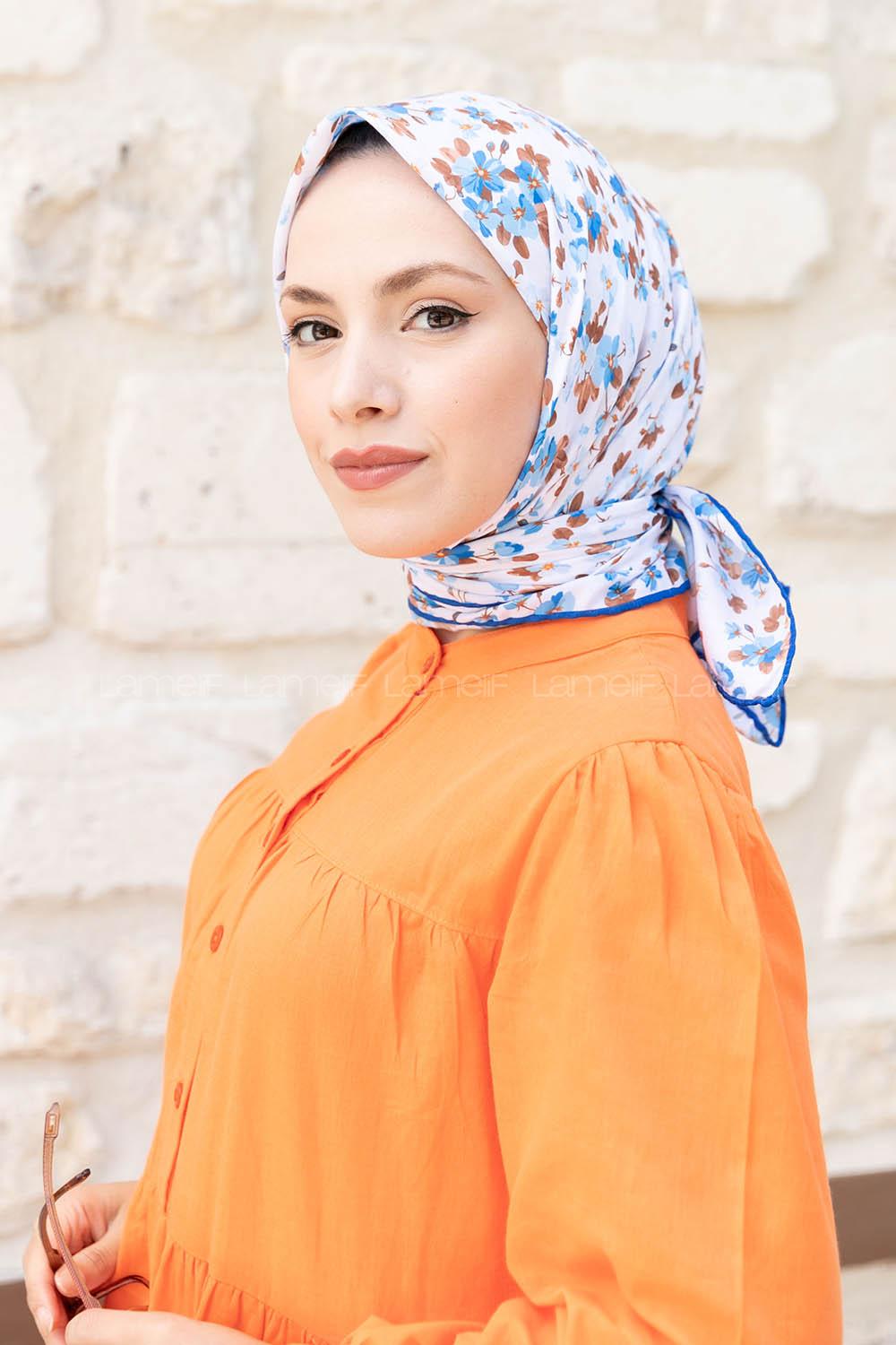 Denim Blue Cotton Fabric Straight Shawl