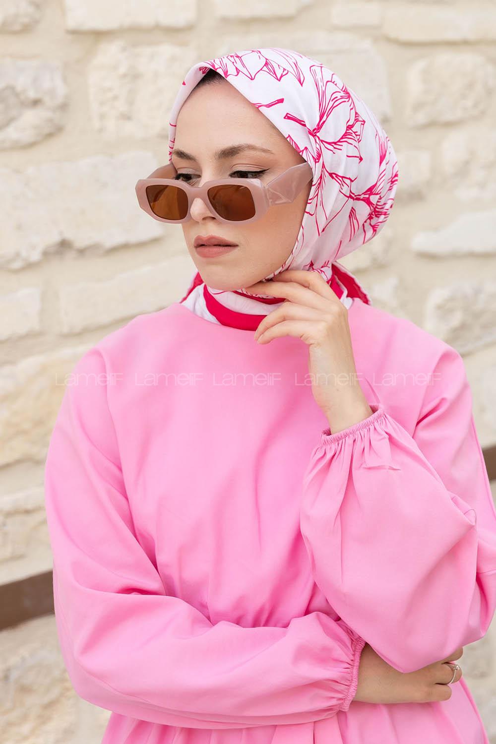 Dark Pink Cotton Fabric Straight Shawl
