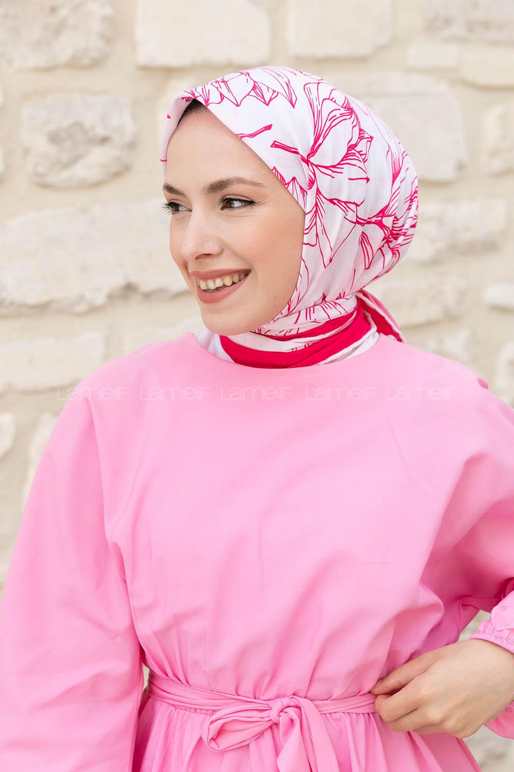 Dark Pink Cotton Fabric Straight Shawl