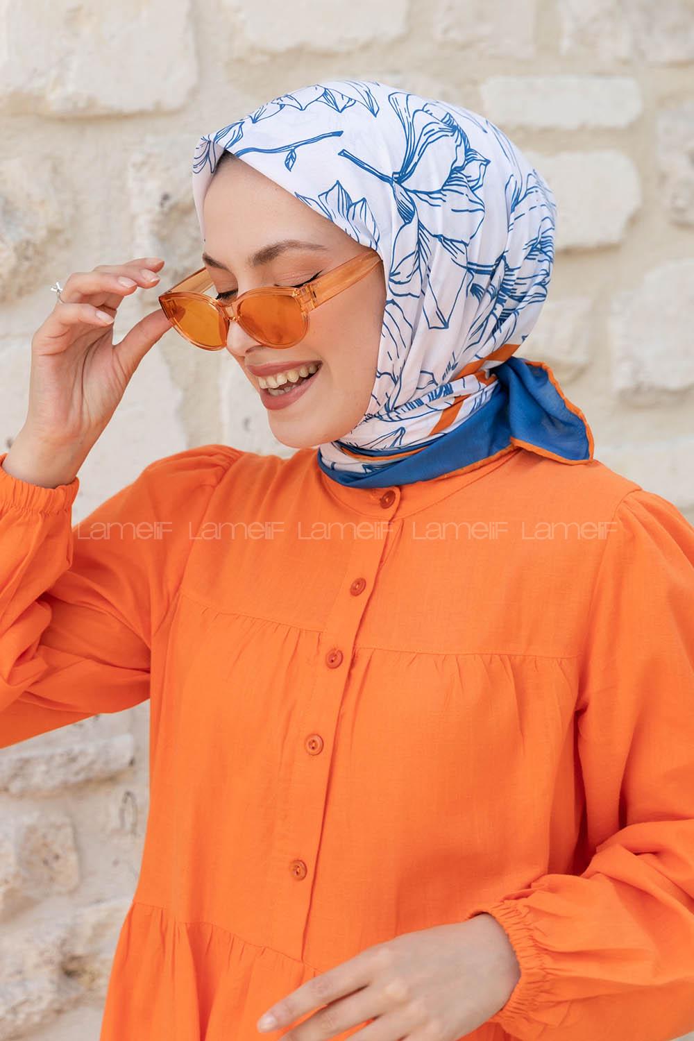 Indigo Khaki Cotton Fabric Straight Shawl