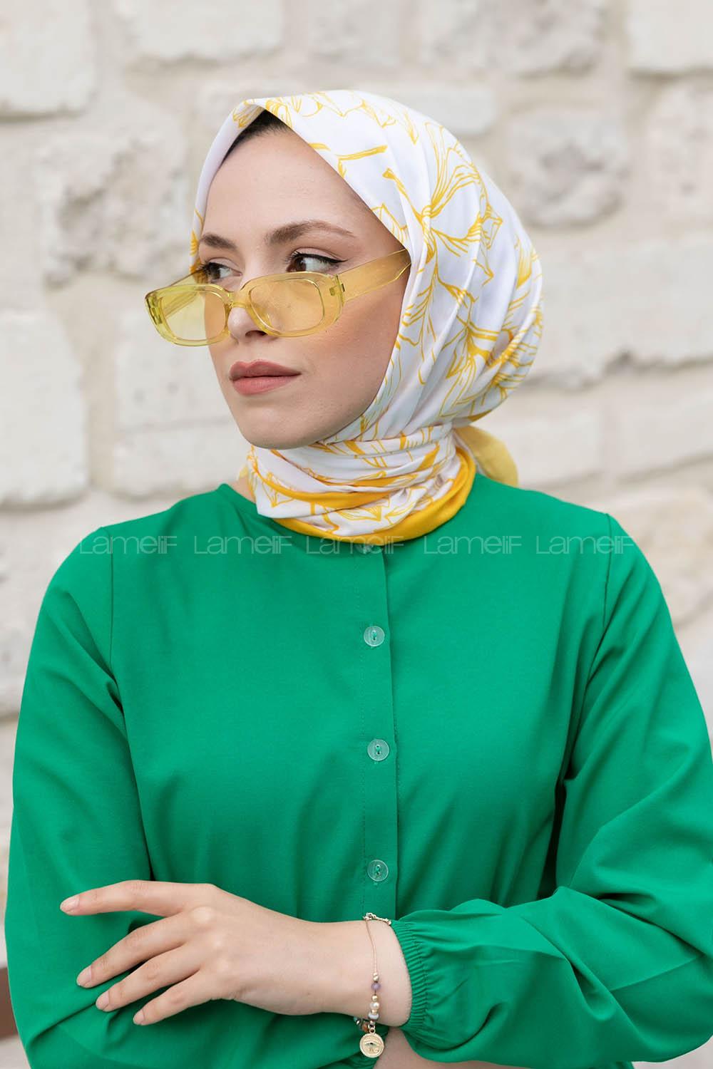 Gold Cotton Fabric Straight Shawl