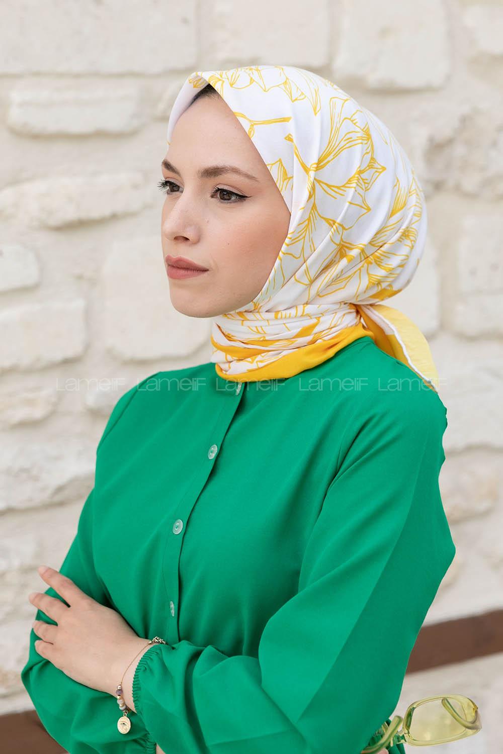 Gold Cotton Fabric Straight Shawl