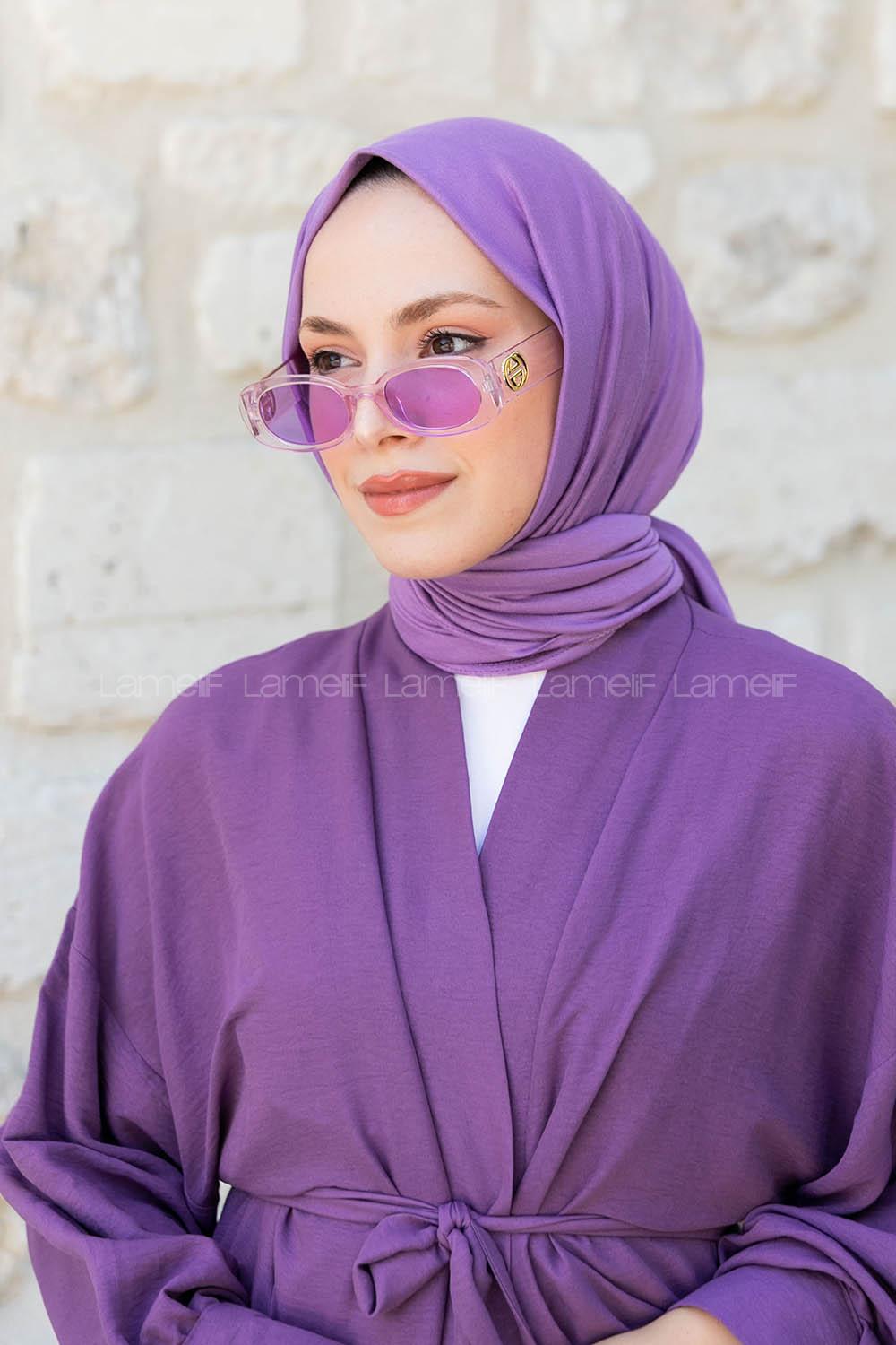 Yellow Lilac Combed Fabric Straight Shawl