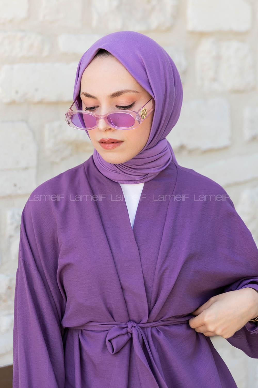 Yellow Lilac Combed Fabric Straight Shawl