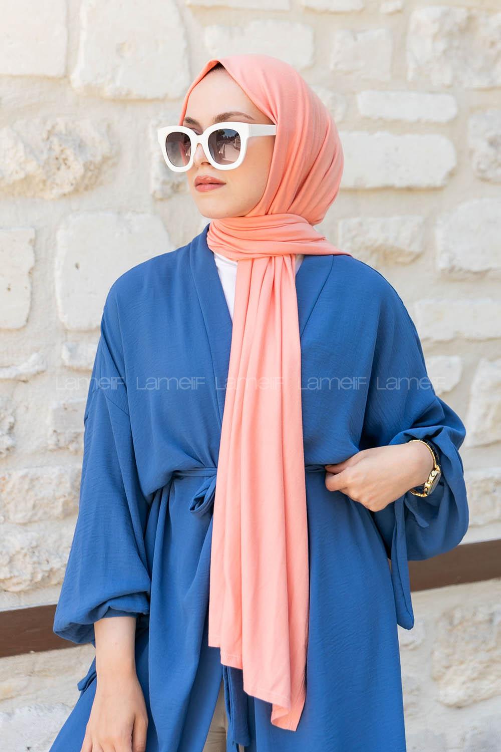 Salmon Combed Fabric Straight Shawl